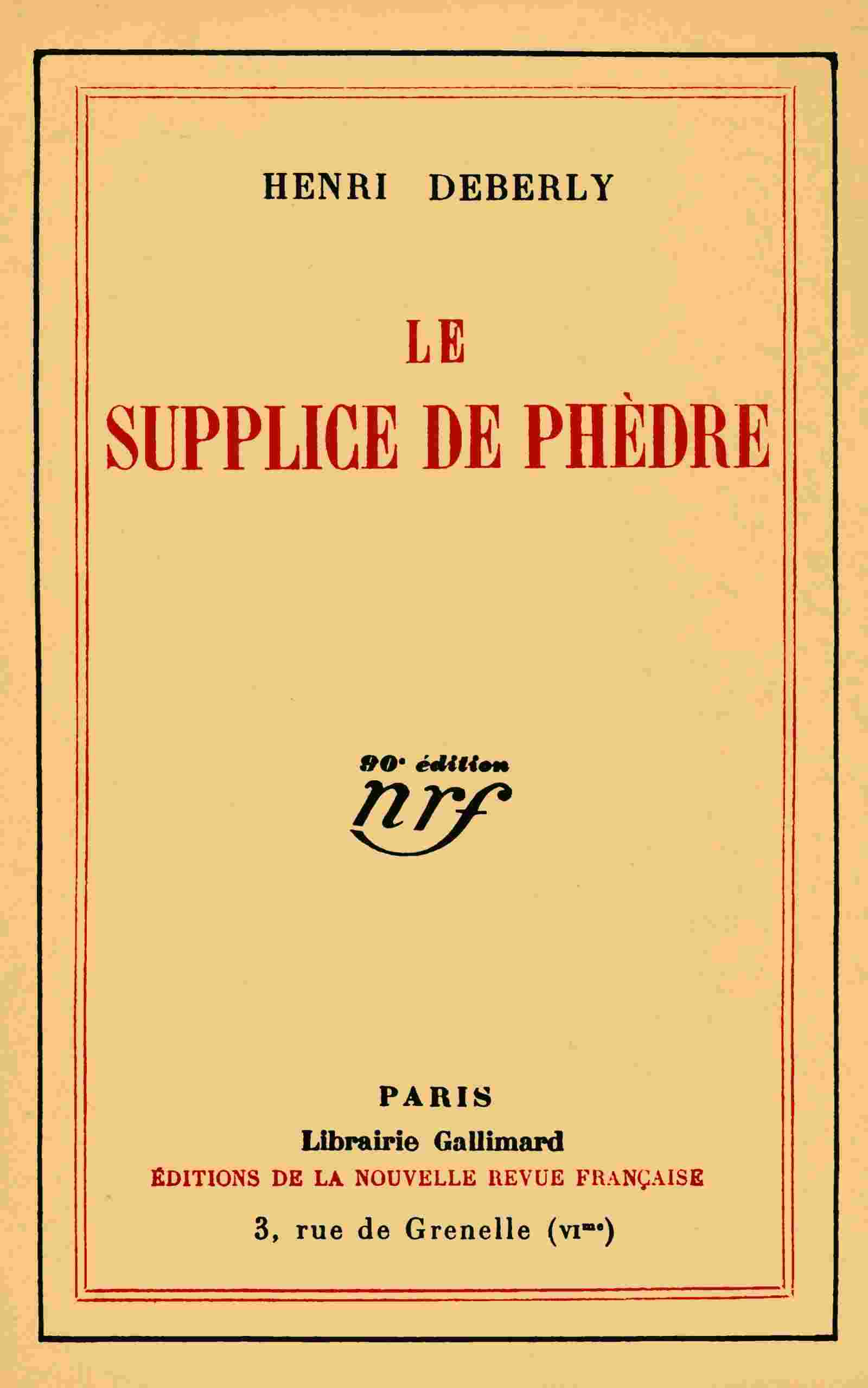 Le supplice de Phèdre cover