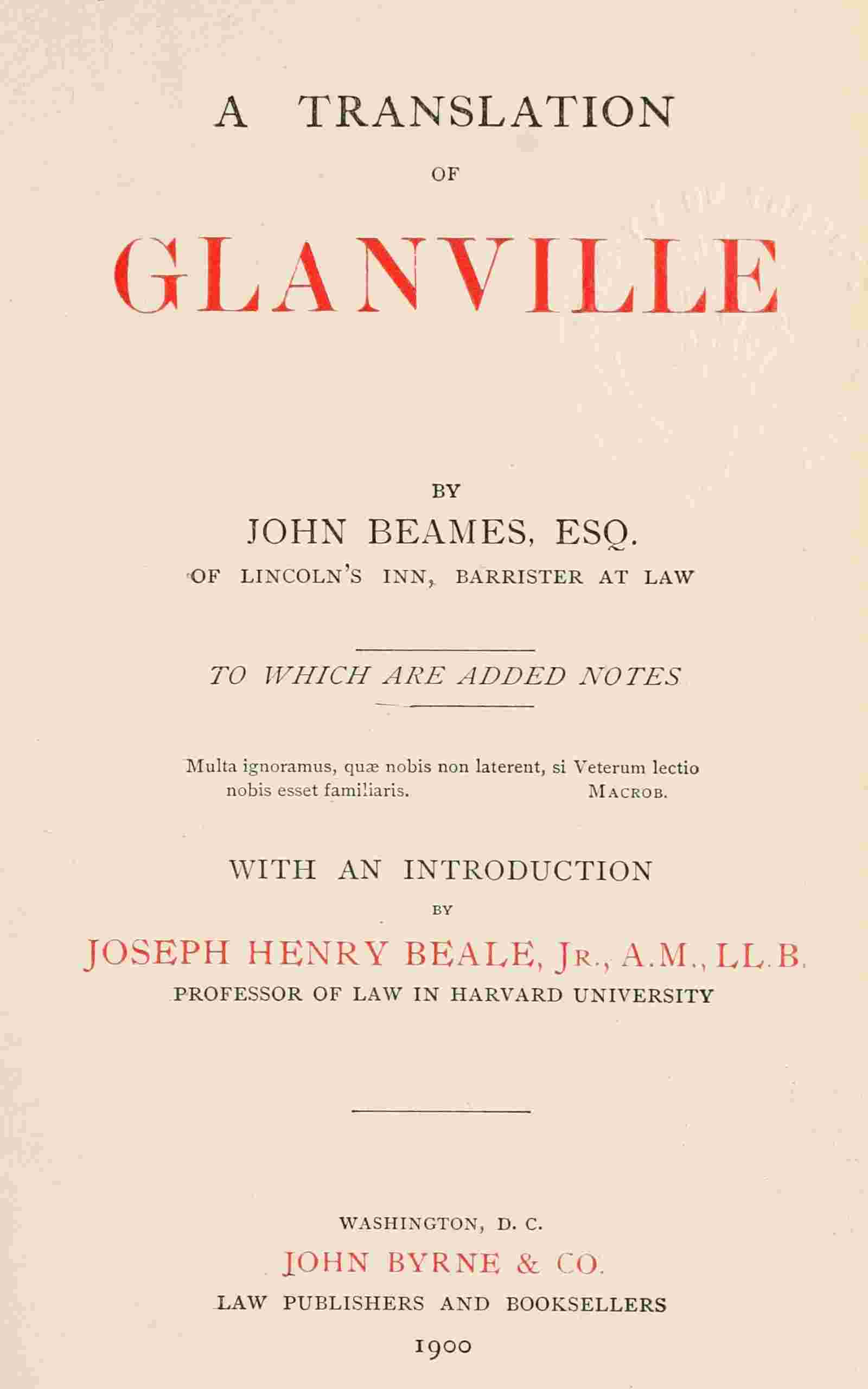 A translation of Glanville cover