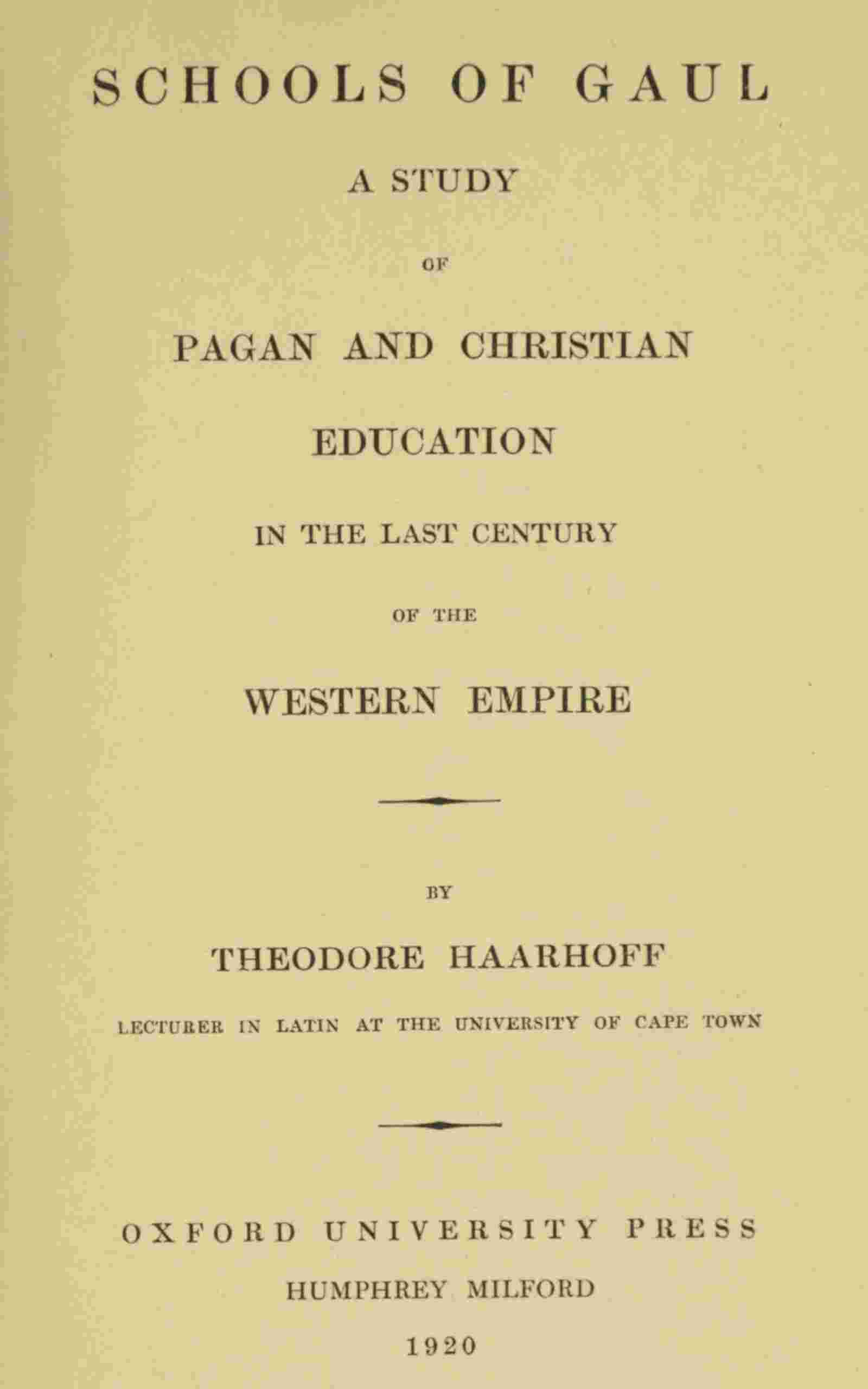 Schools of Gaul in the last century of the Western Empire cover