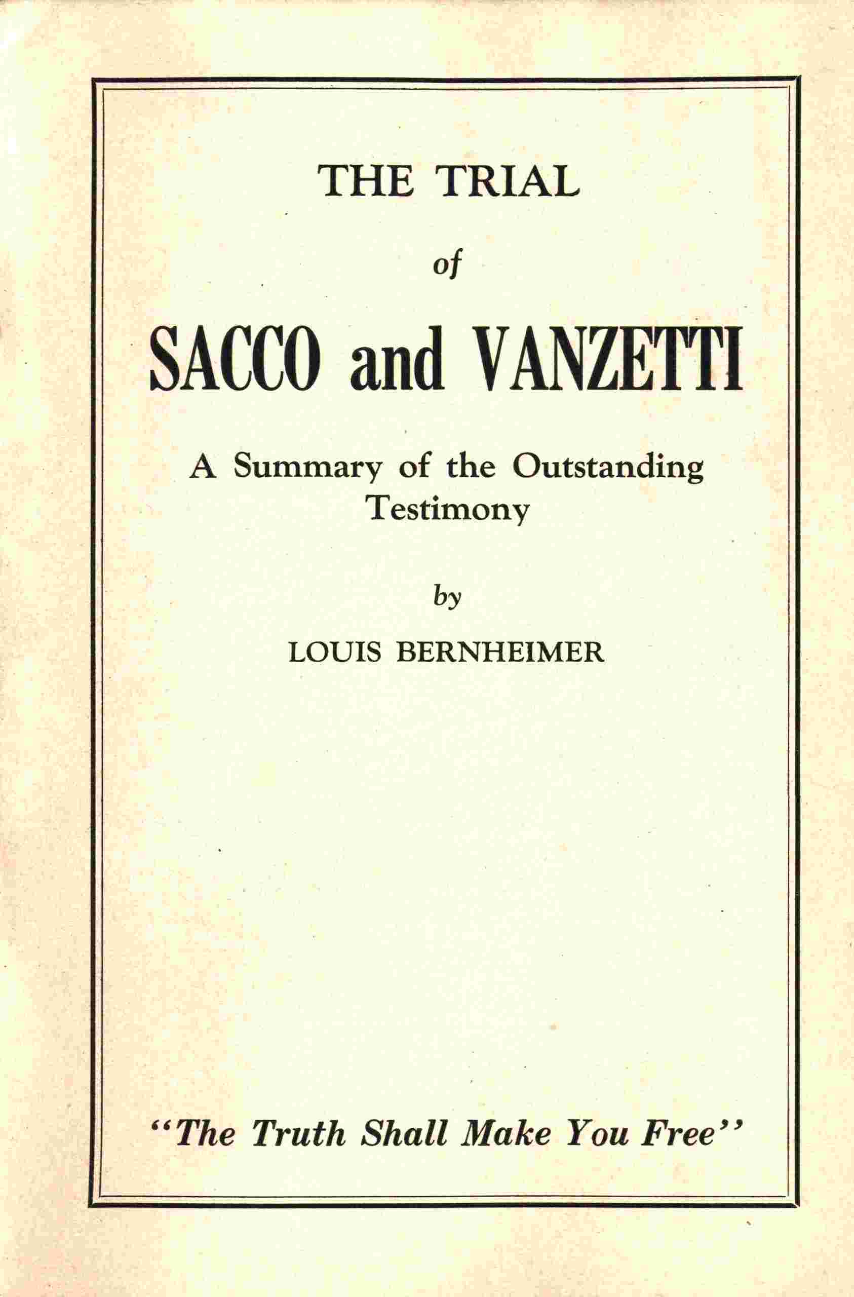 The trial of Sacco and Vanzetti cover