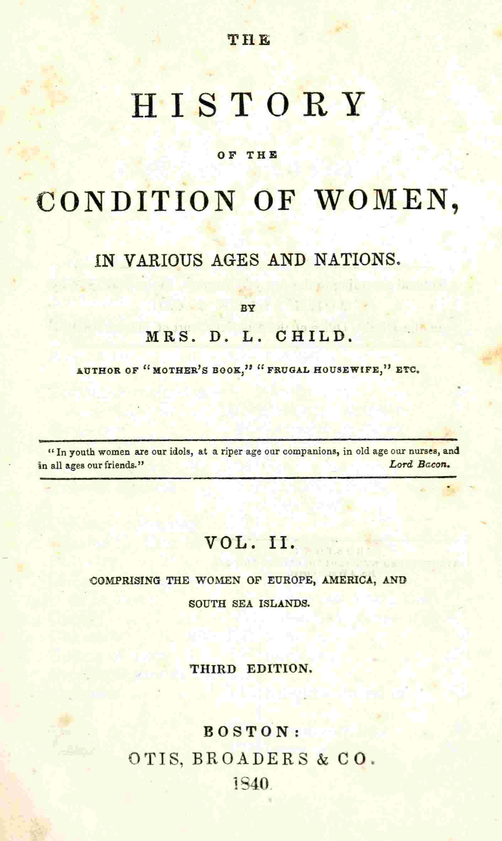 The history of the condition of women, in various ages and nations (vol. 2 of 2) cover