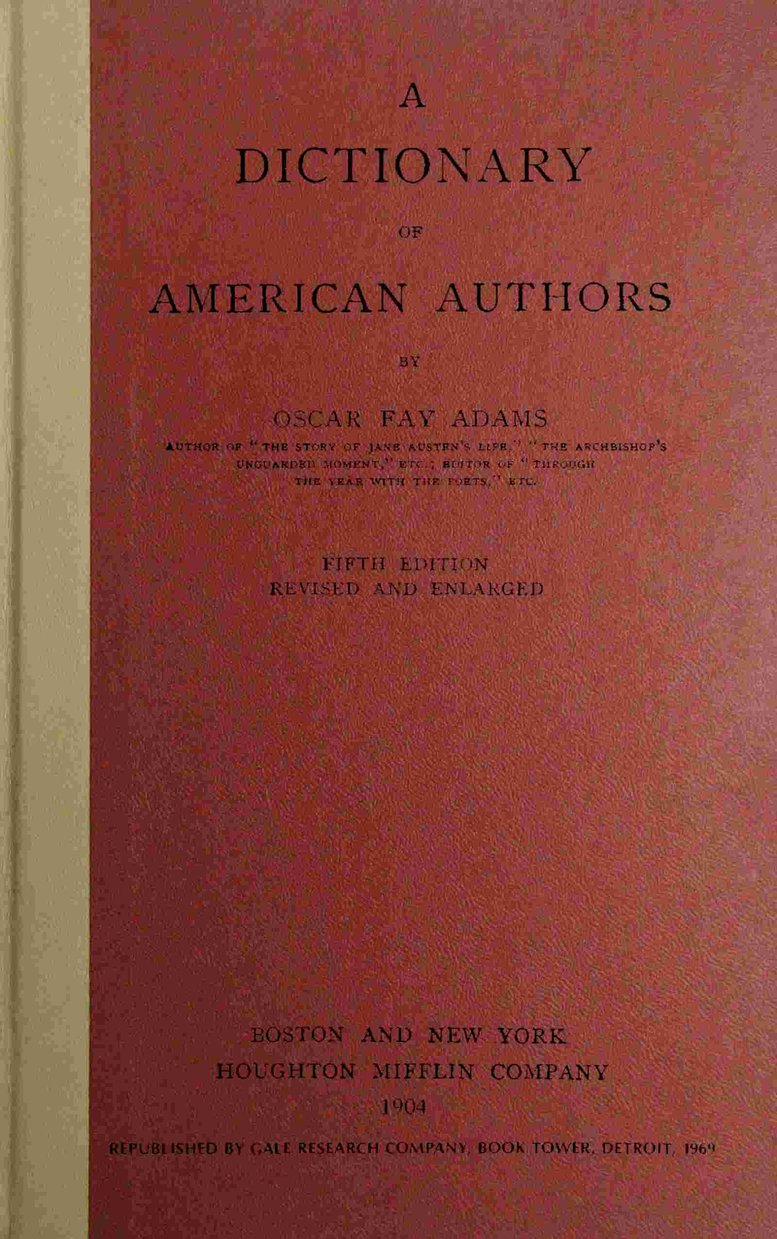 A dictionary of American authors cover