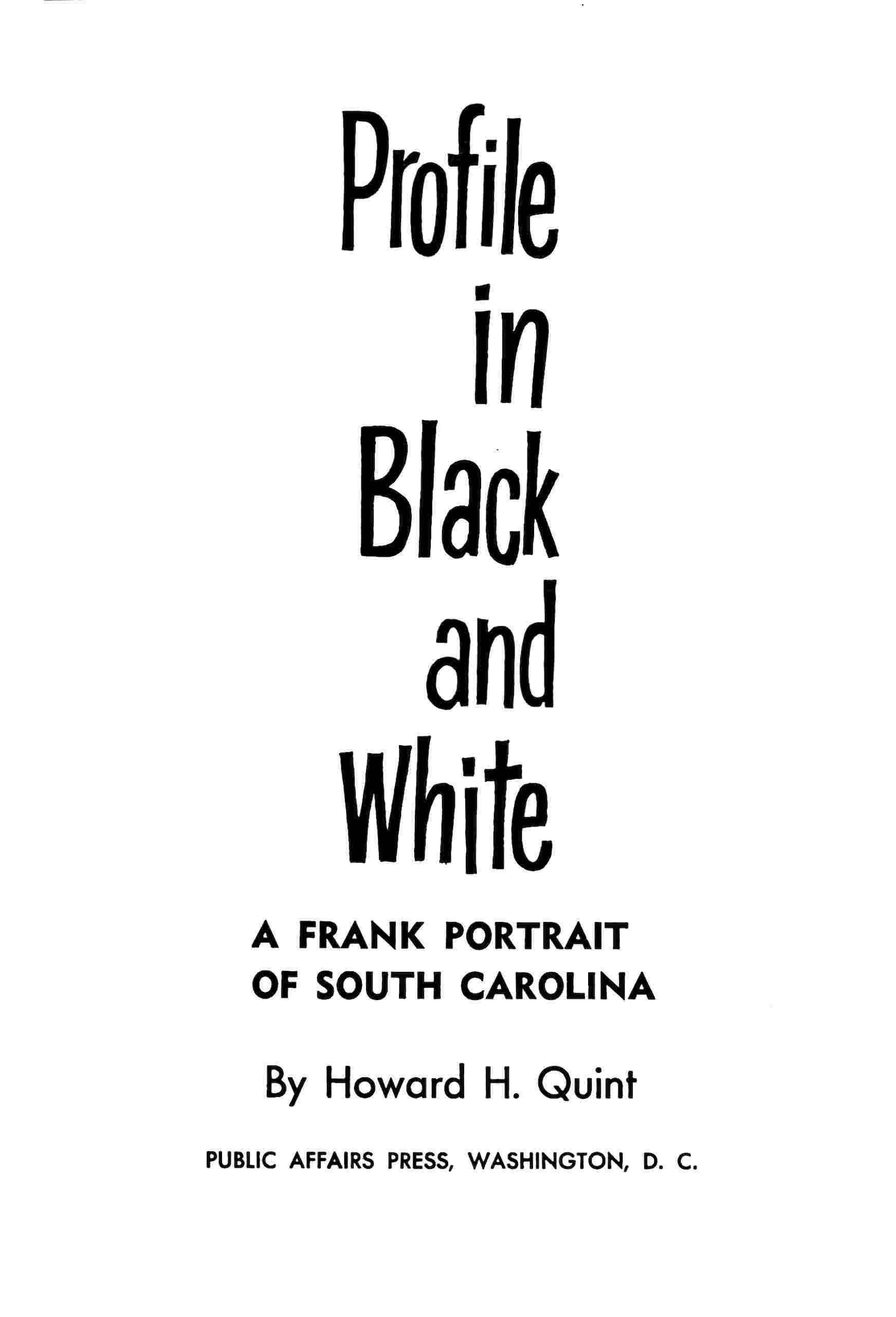 Profile in black and white cover