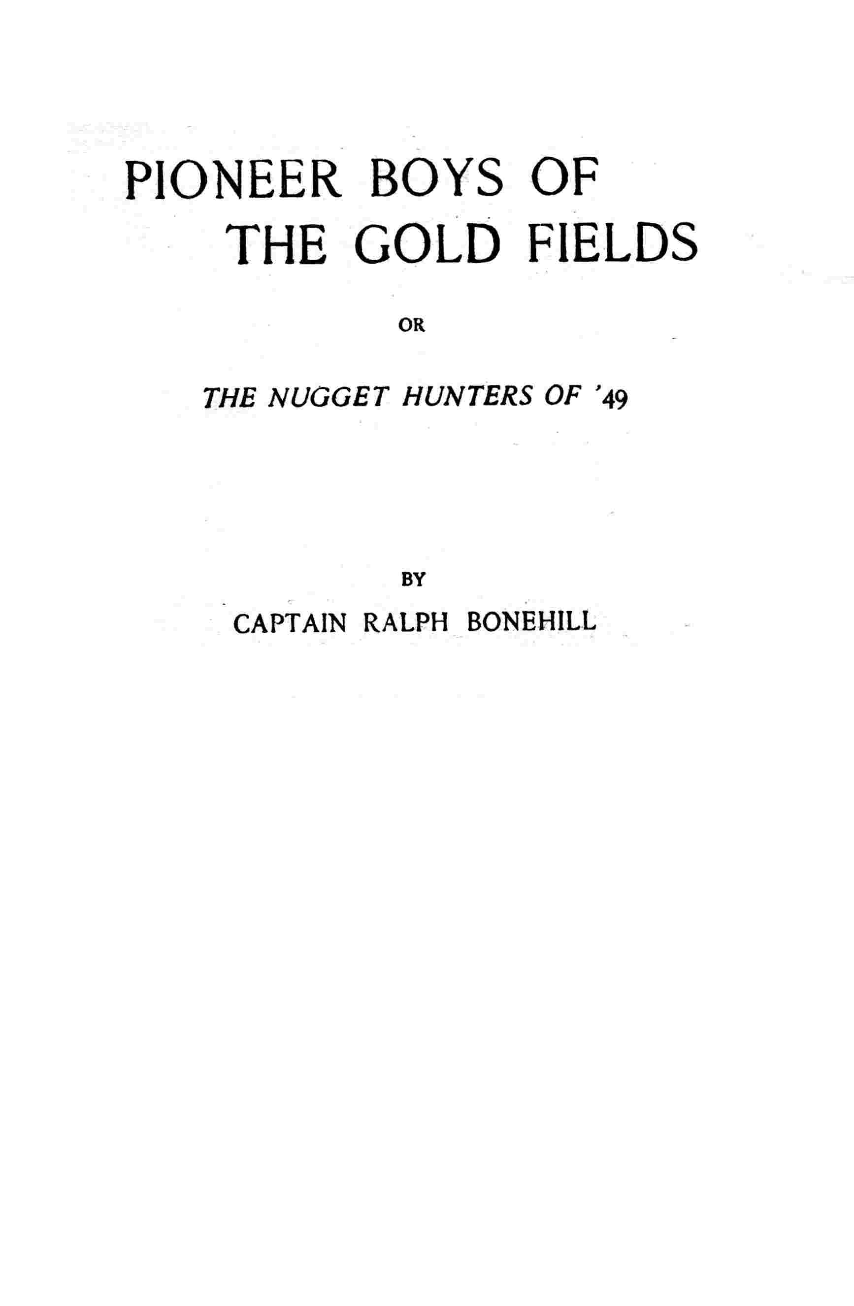 Pioneer boys of the gold fields cover