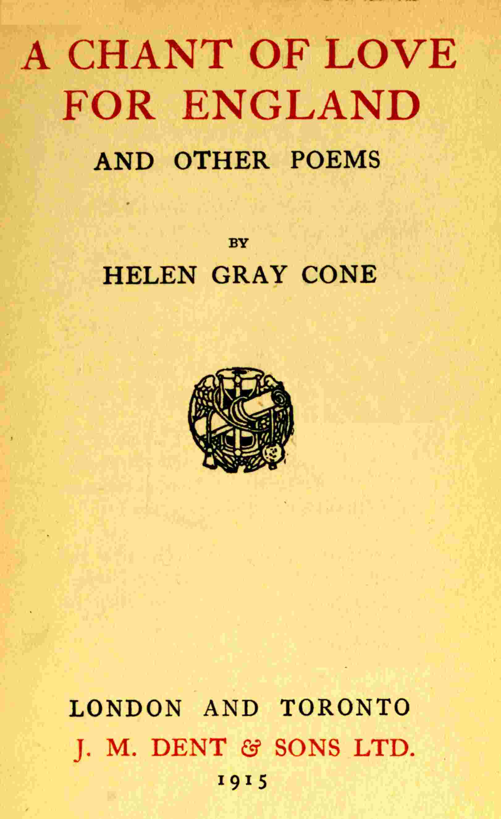 A chant of love for England, and other poems cover