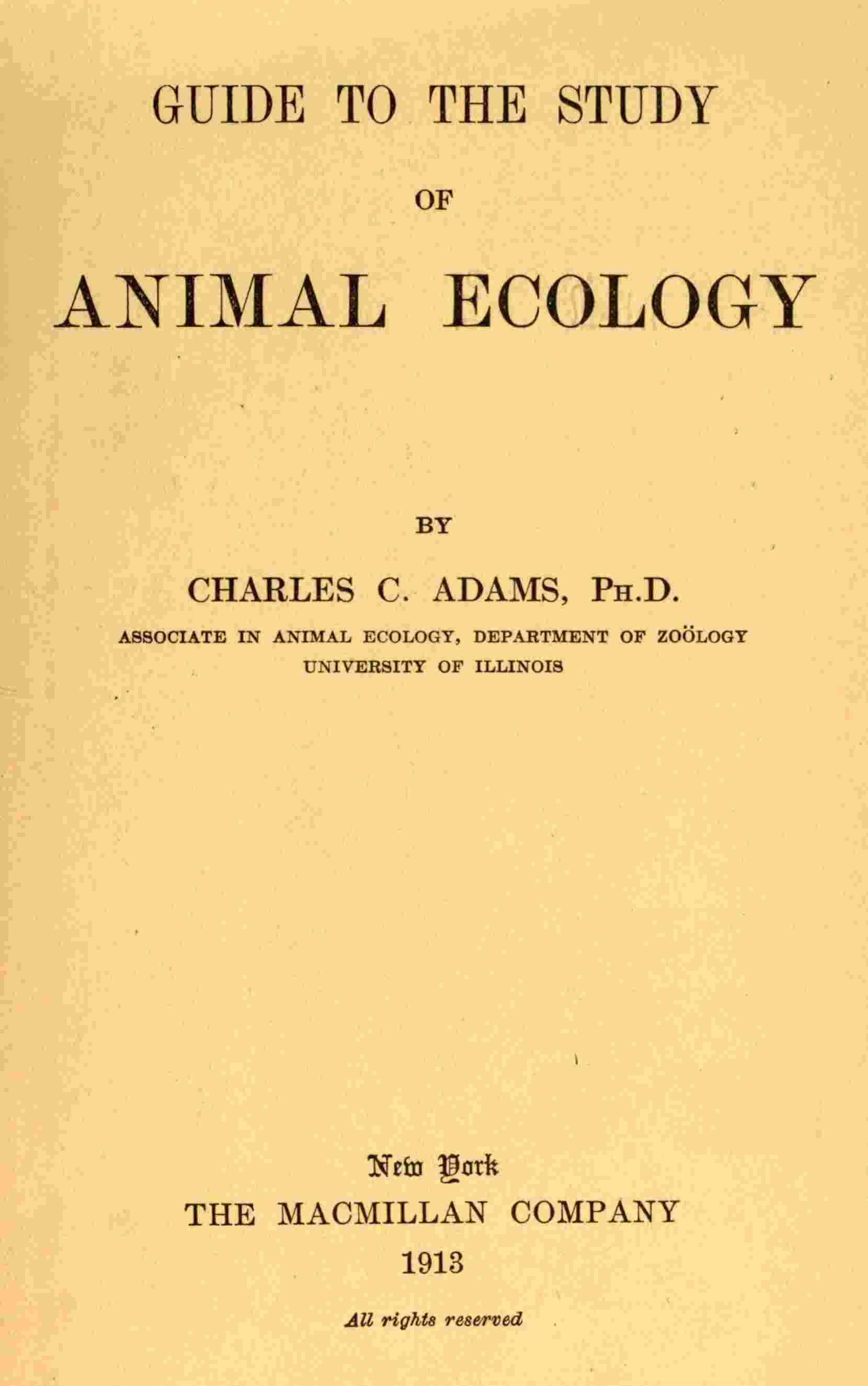 Guide to the study of animal ecology cover