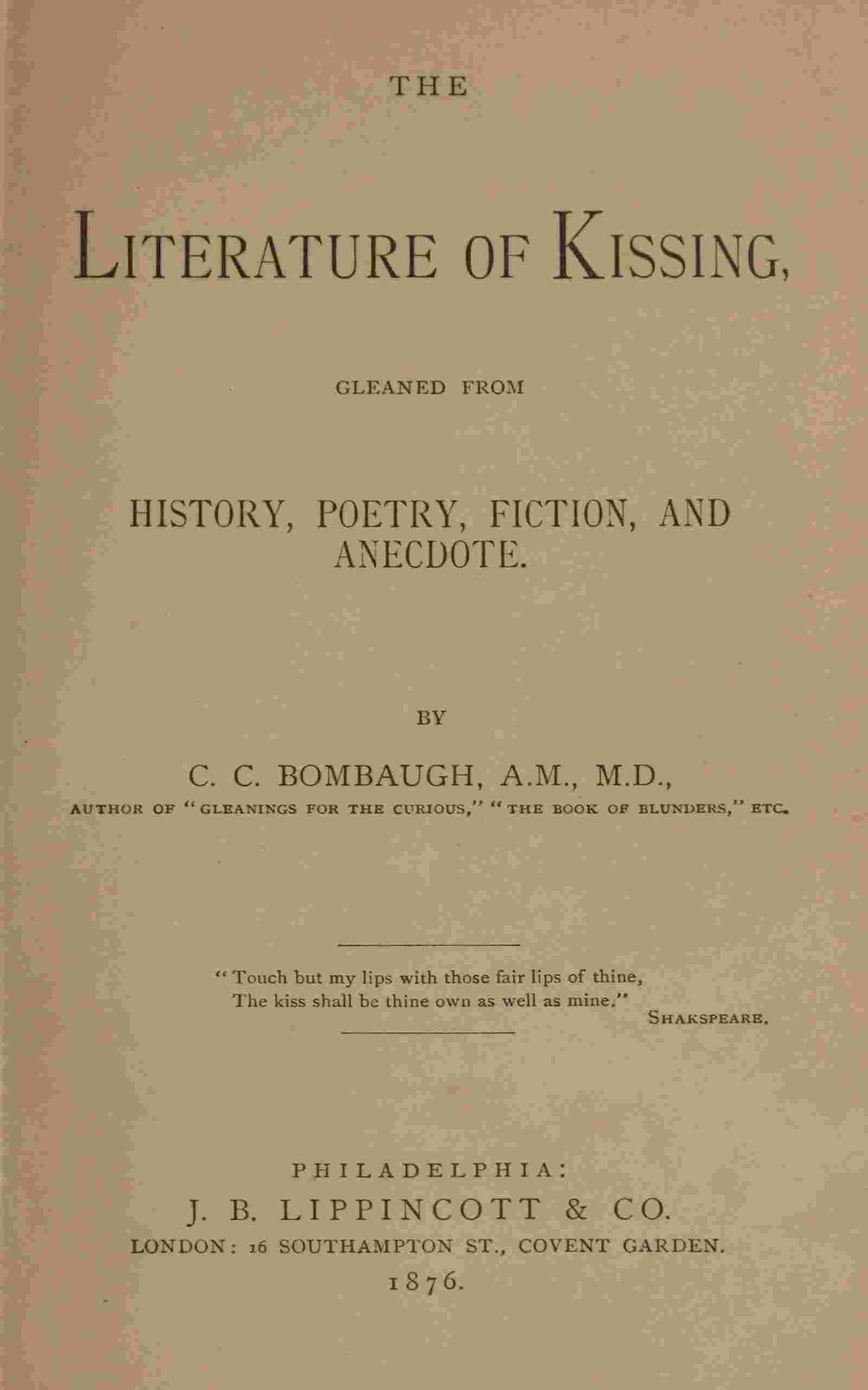 The literature of kissing cover