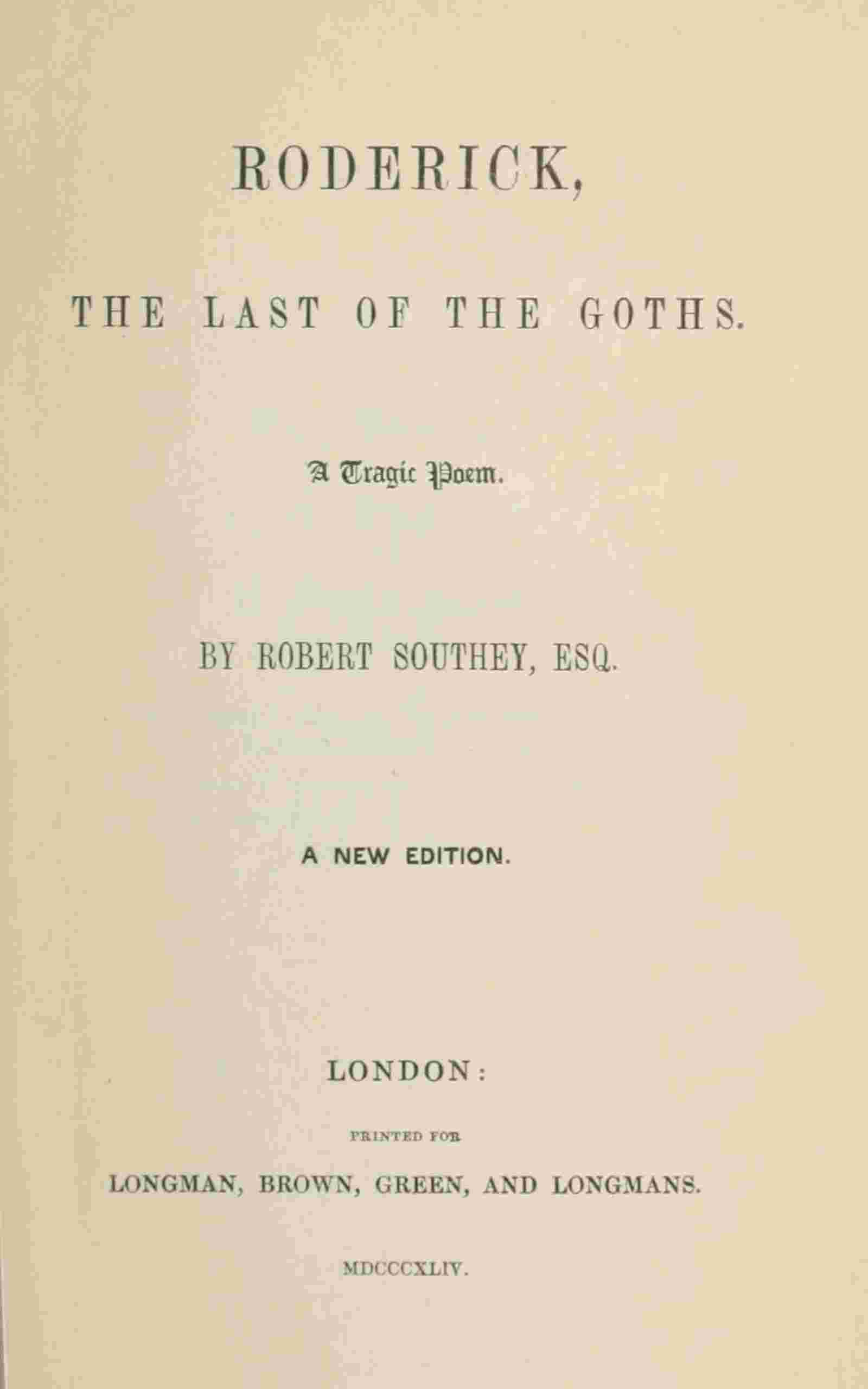 Roderick, the last of the Goths cover