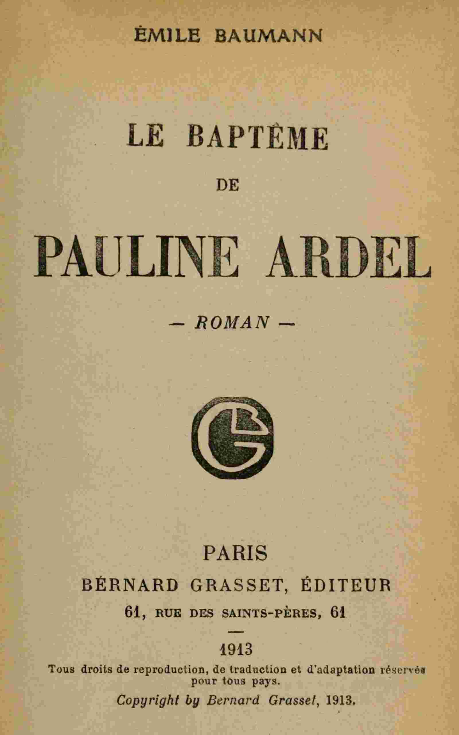 Le baptême de Pauline Ardel cover