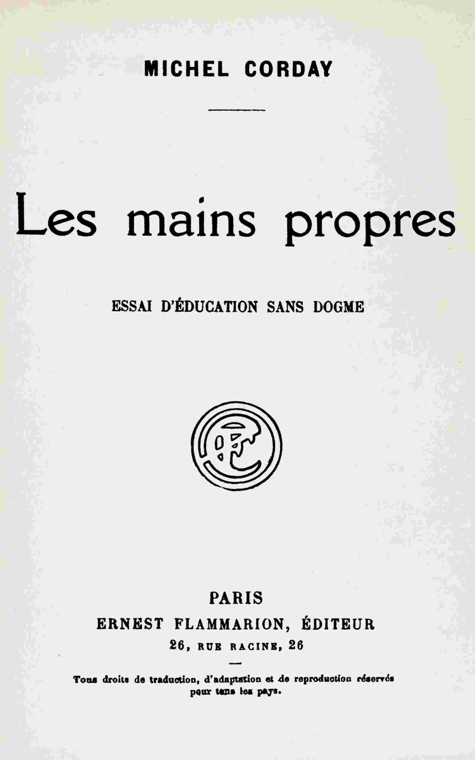 Les mains propres cover