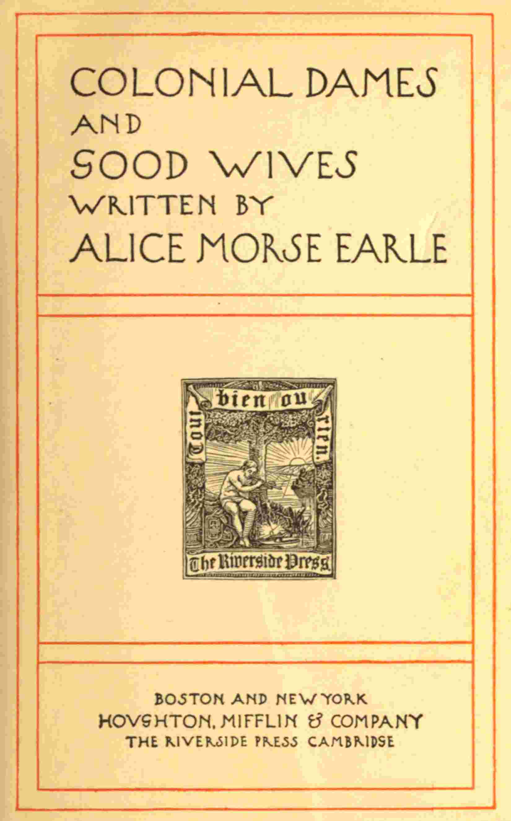 Colonial dames and good wives cover