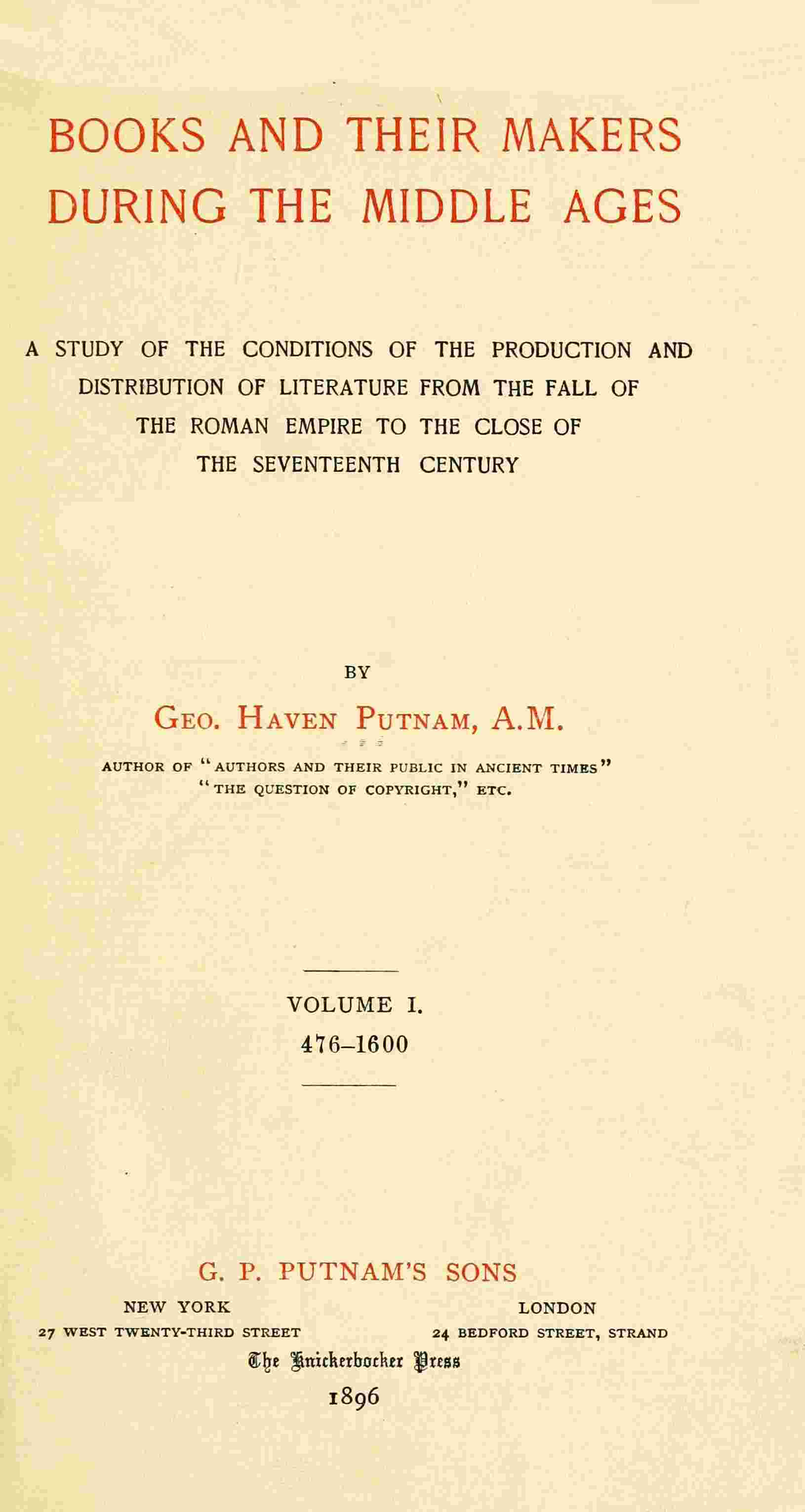 Books and their makers during the Middle Ages cover