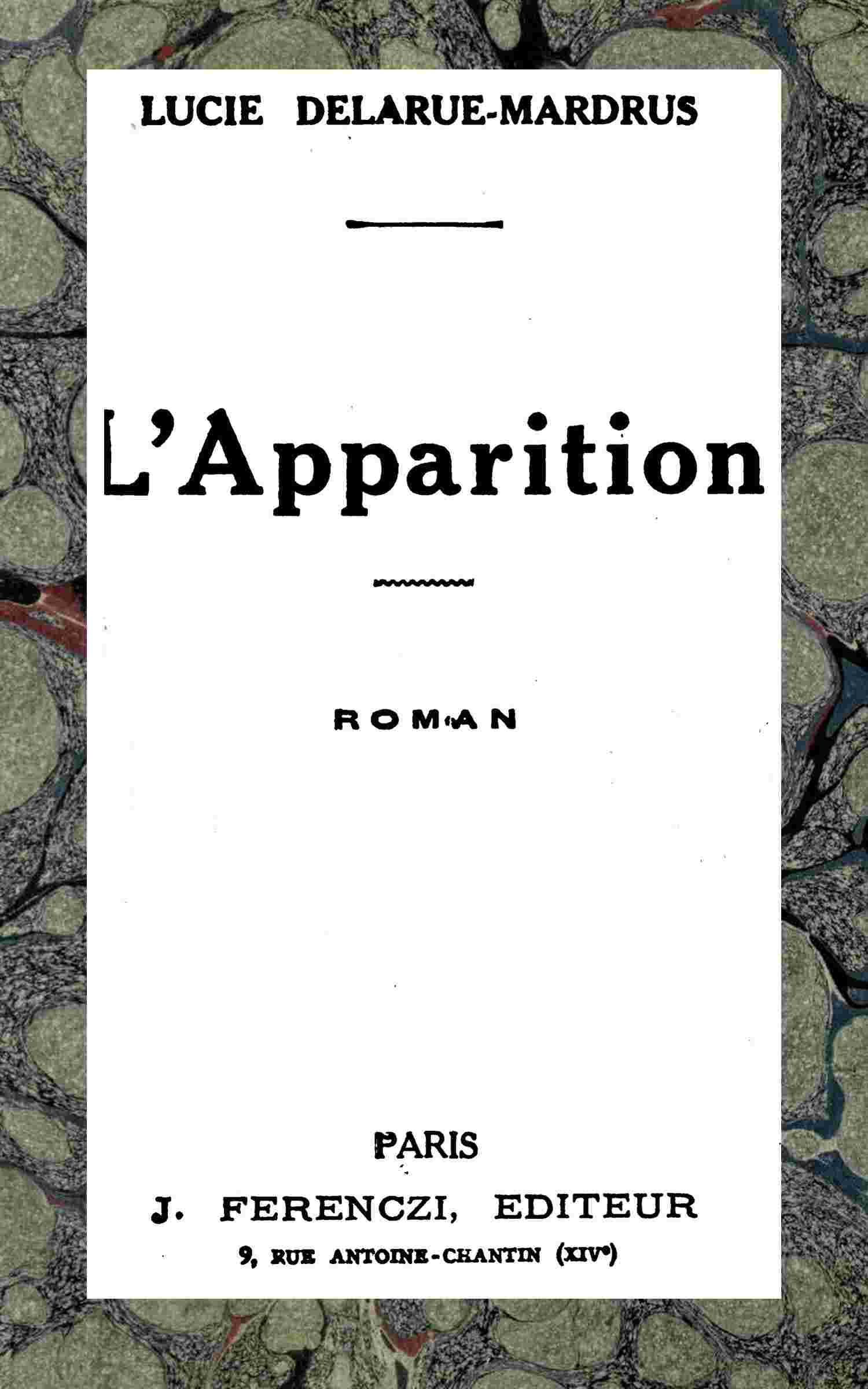 L'apparition : roman cover