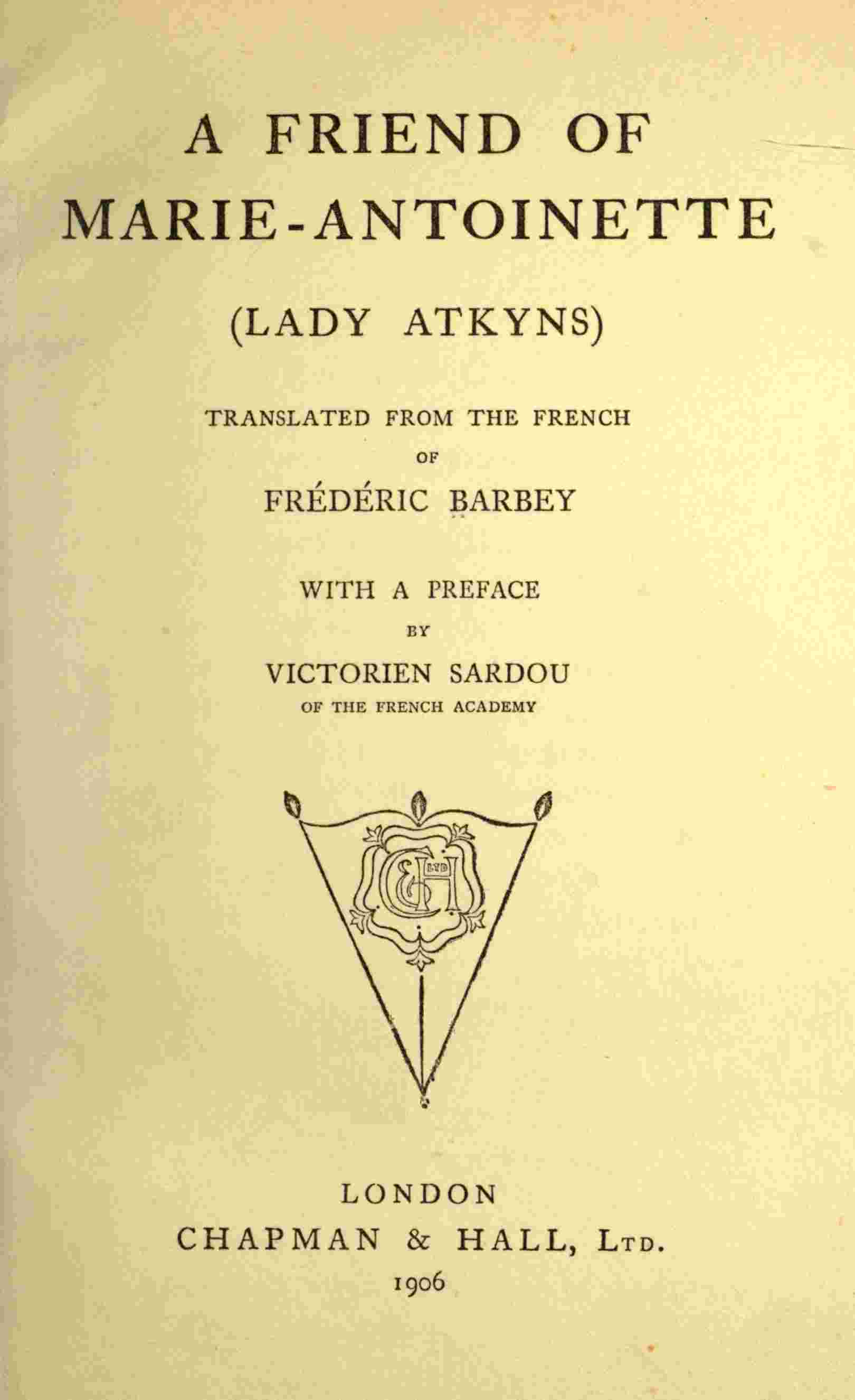 A friend of Marie-Antoinette (Lady Atkyns) cover