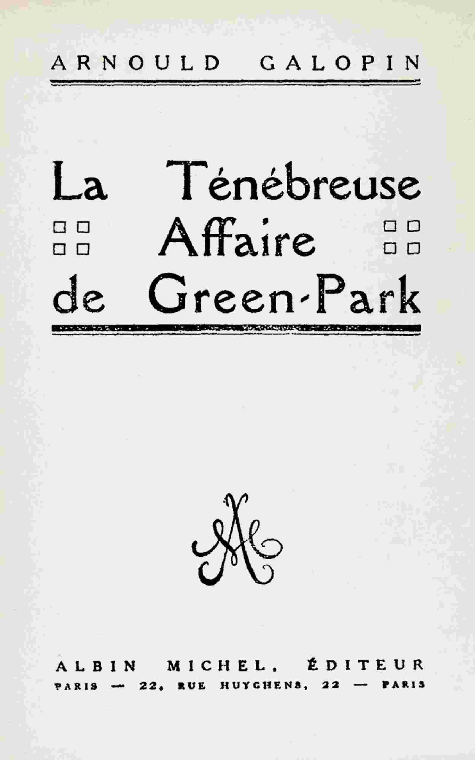 La ténébreuse affaire de Green-Park cover