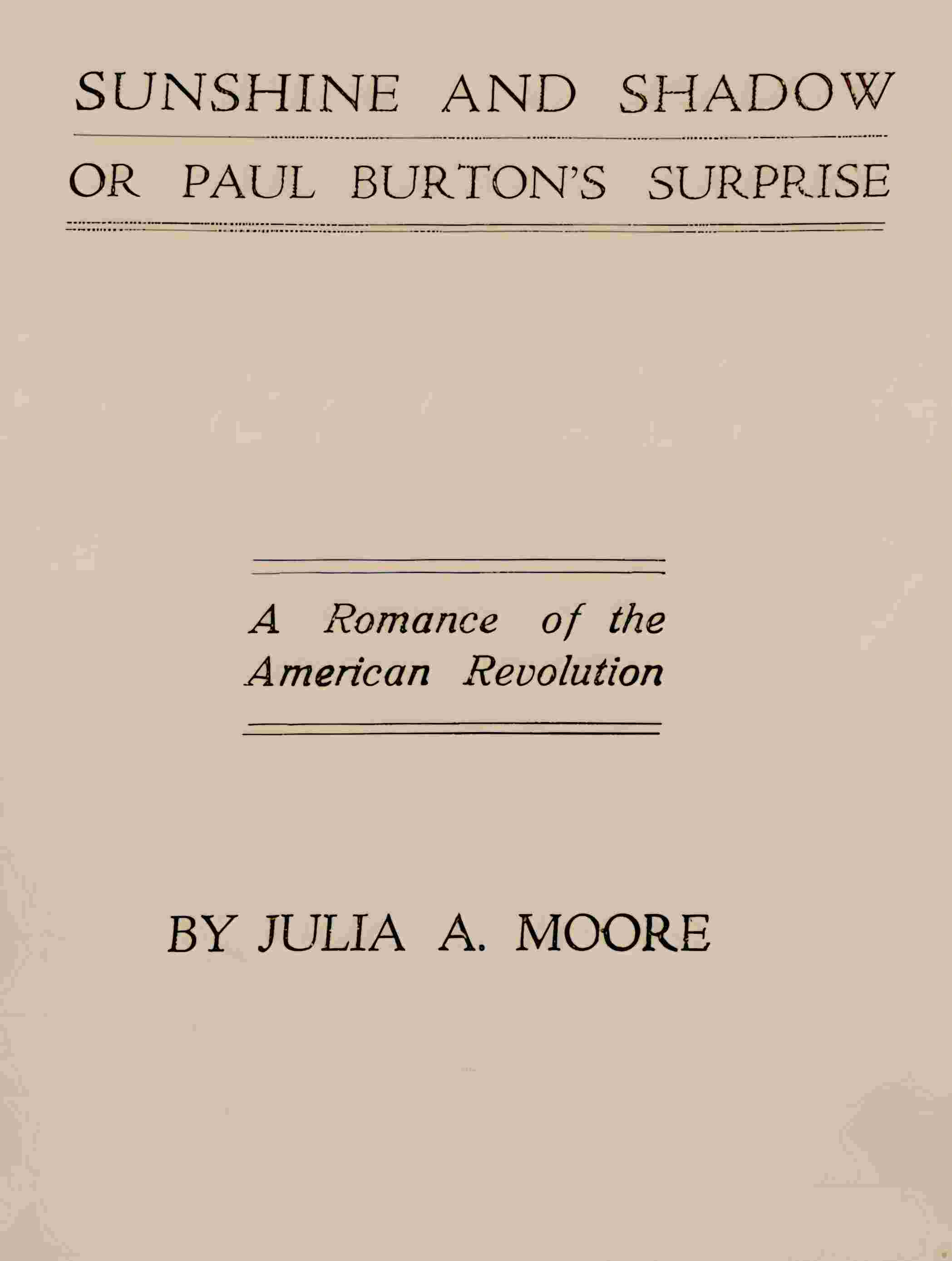Sunshine and shadow, or, Paul Burton's surprise cover