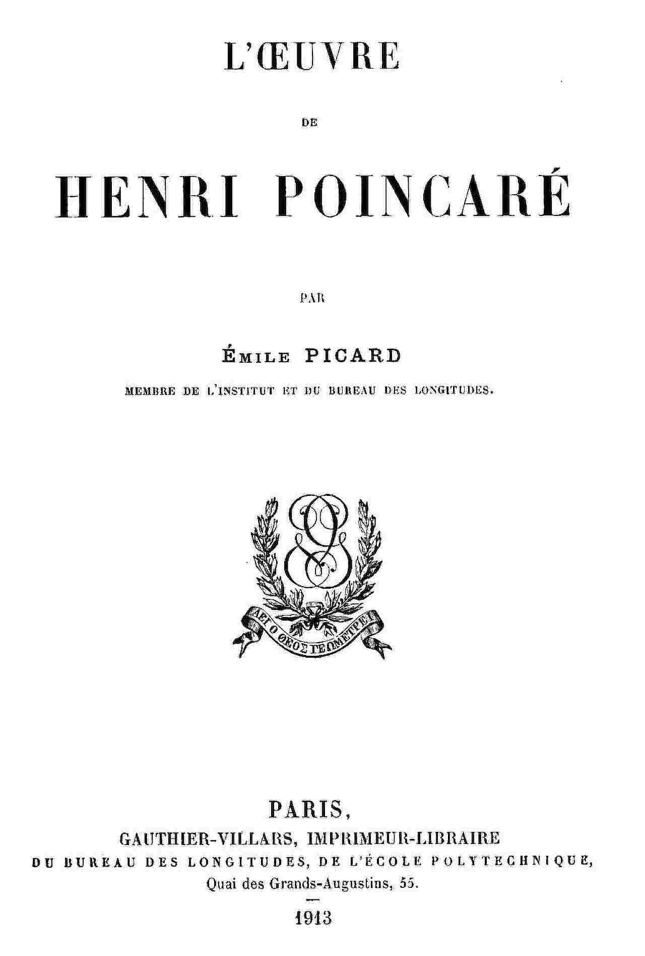 L'œuvre de Henri Poincaré cover