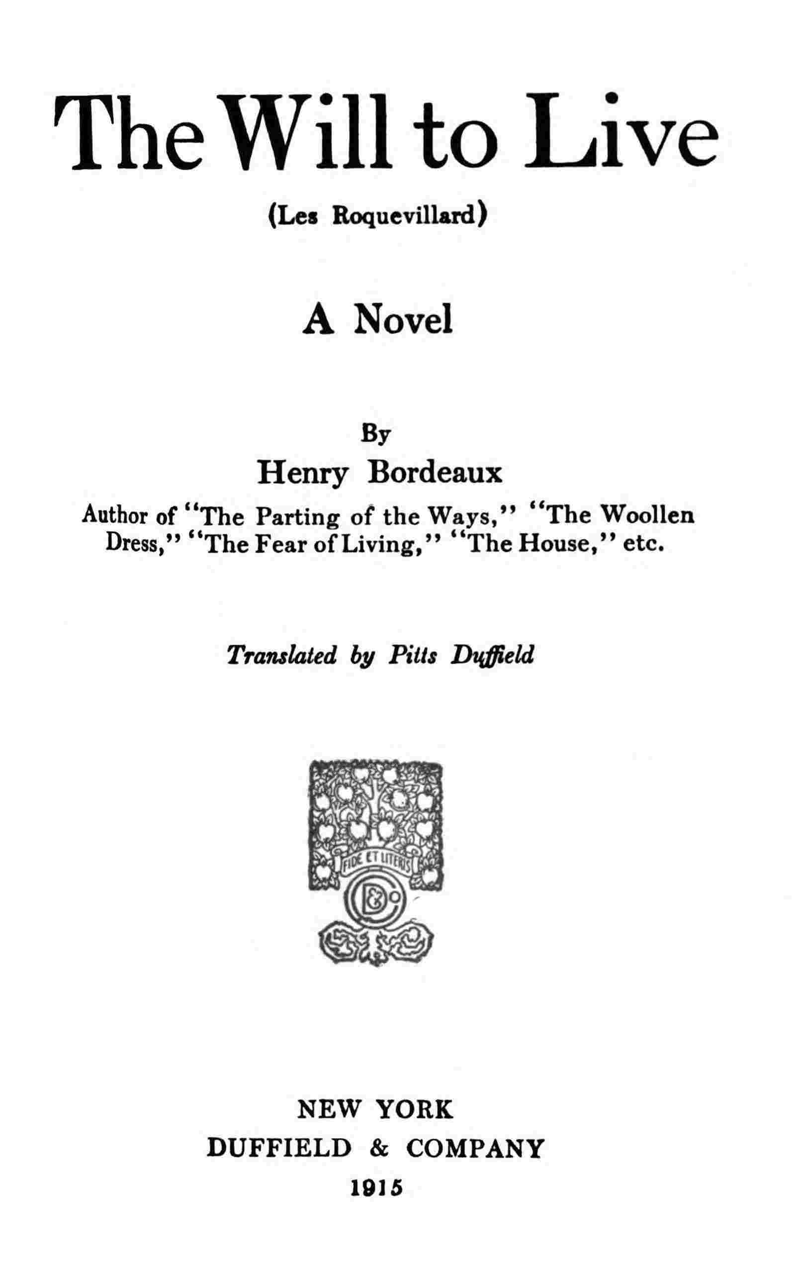 The will to live (Les Roquevillard) cover