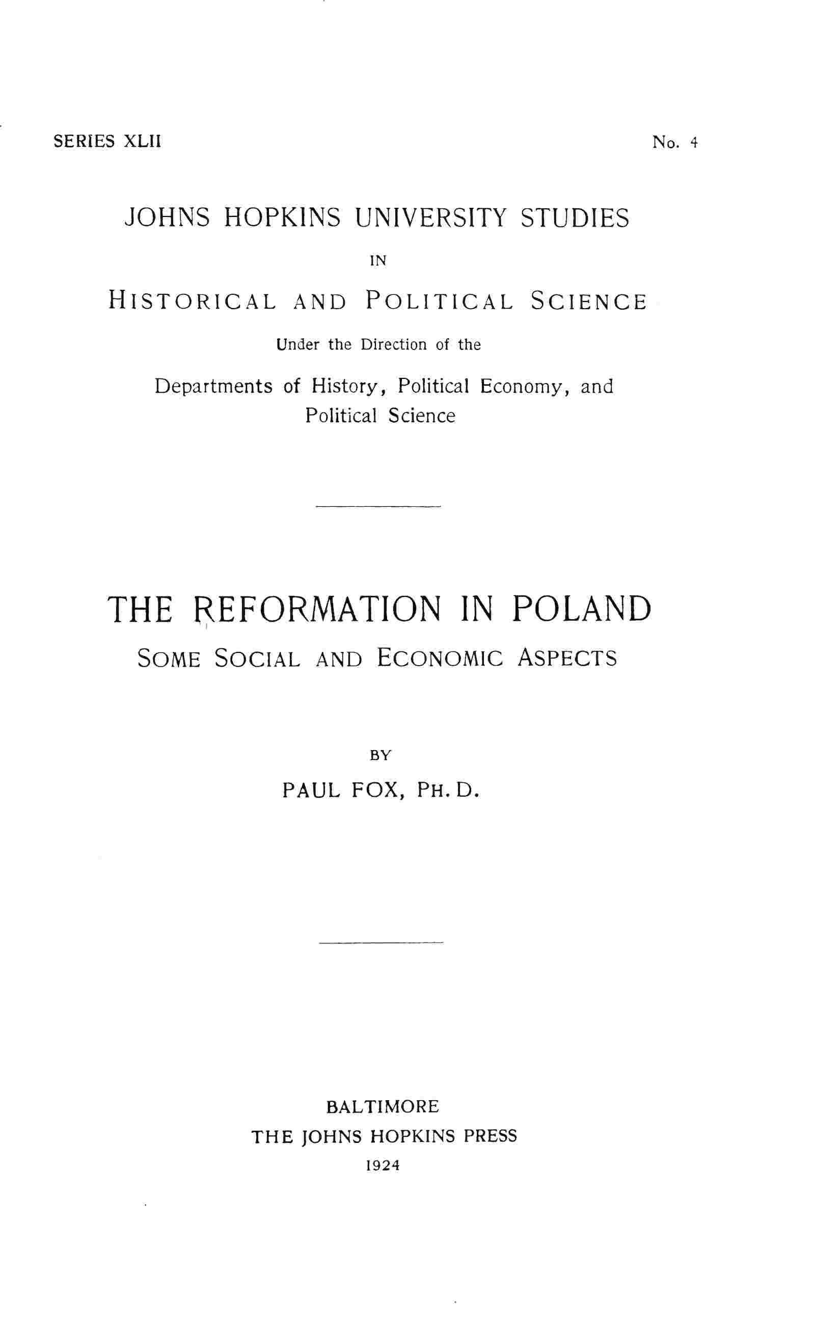 The reformation in Poland cover