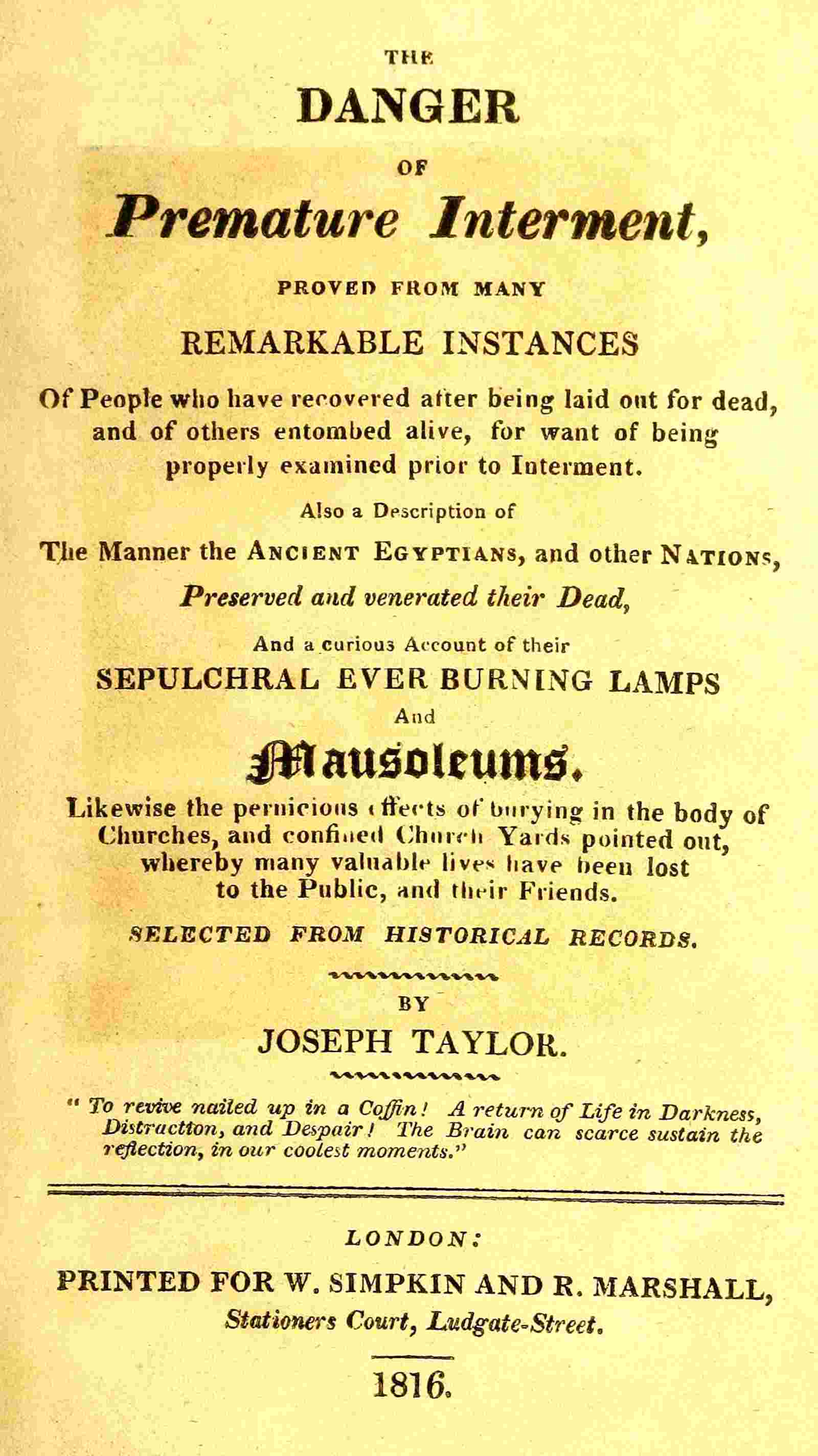 The danger of premature interment cover