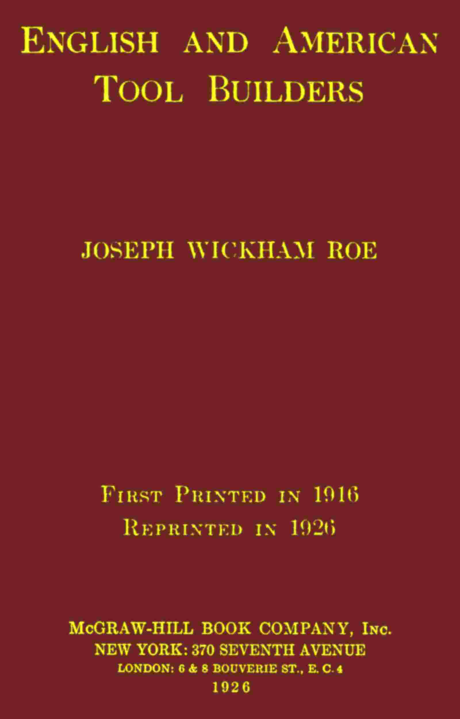 English and American tool builders cover