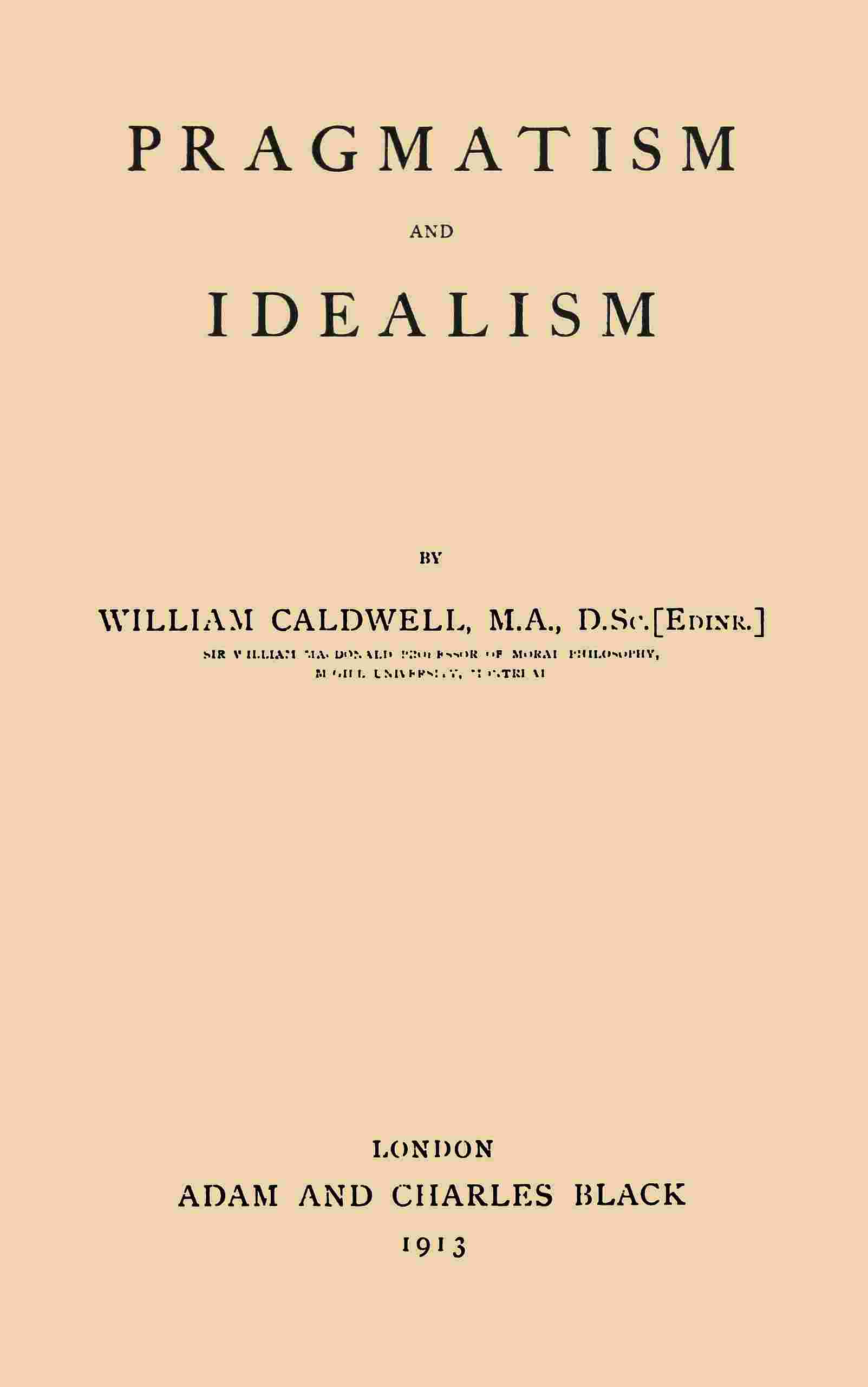 Pragmatism and idealism cover