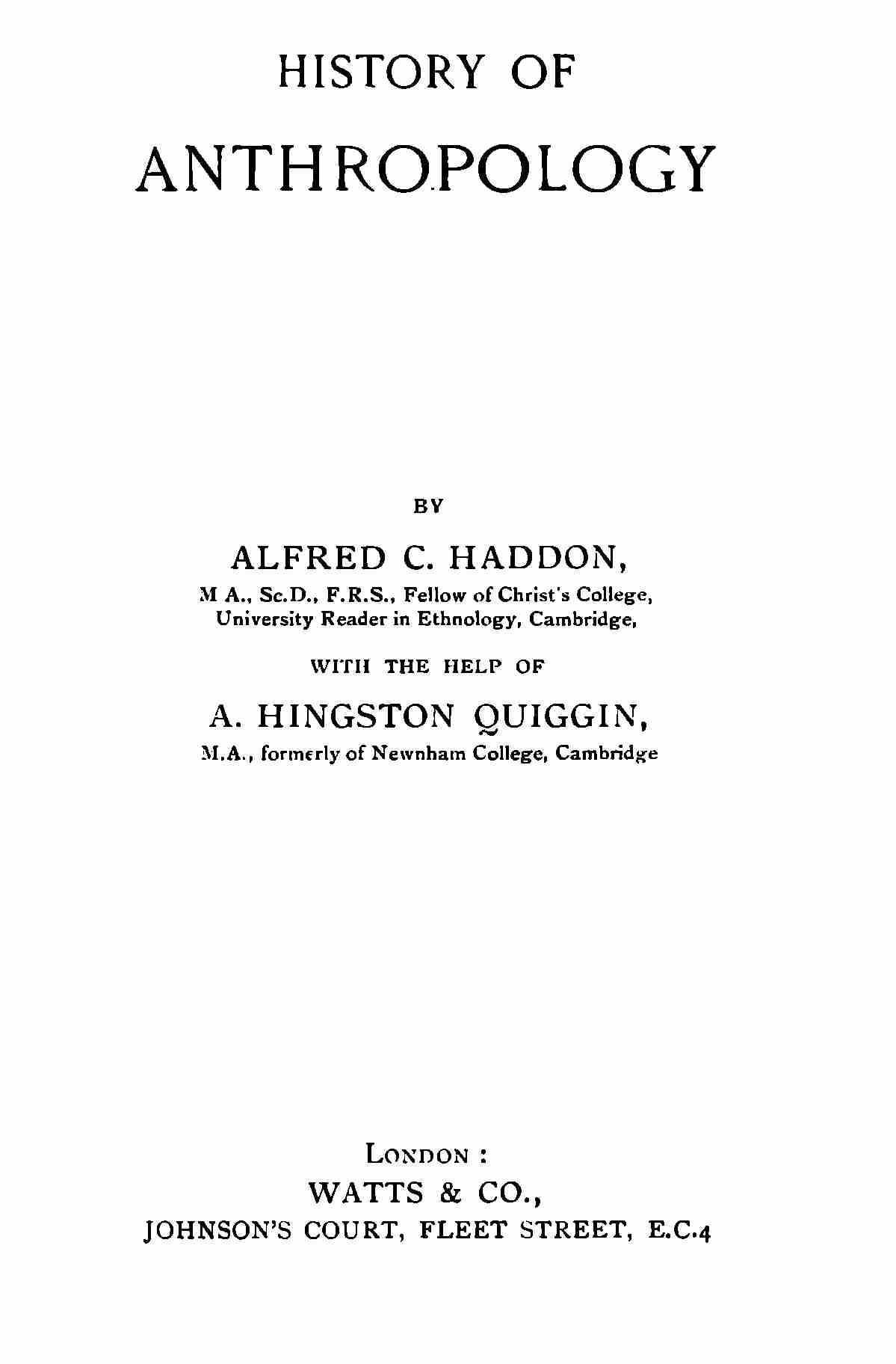History of anthropology cover