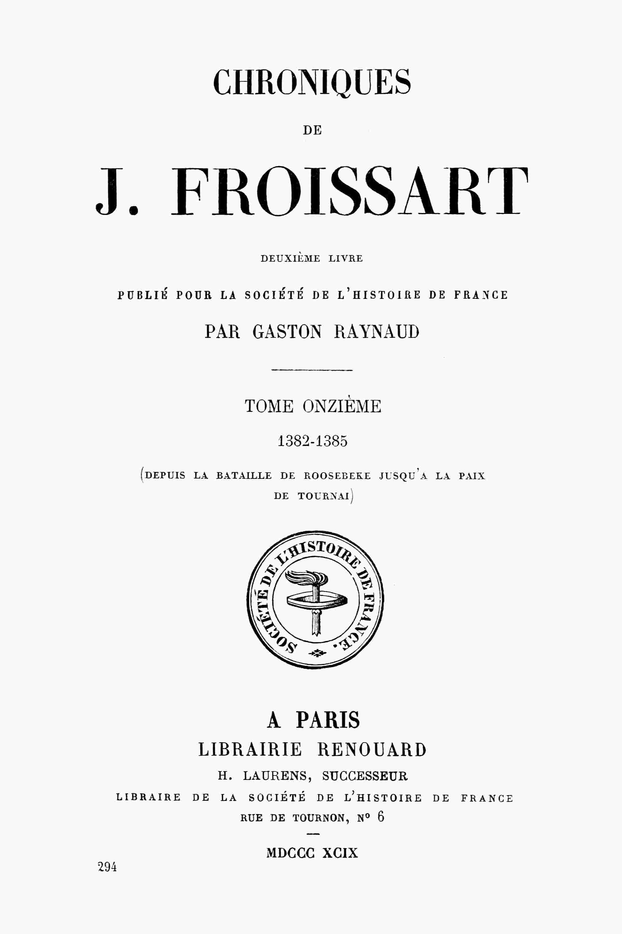 Chroniques de J. Froissart, tome 11/13 cover