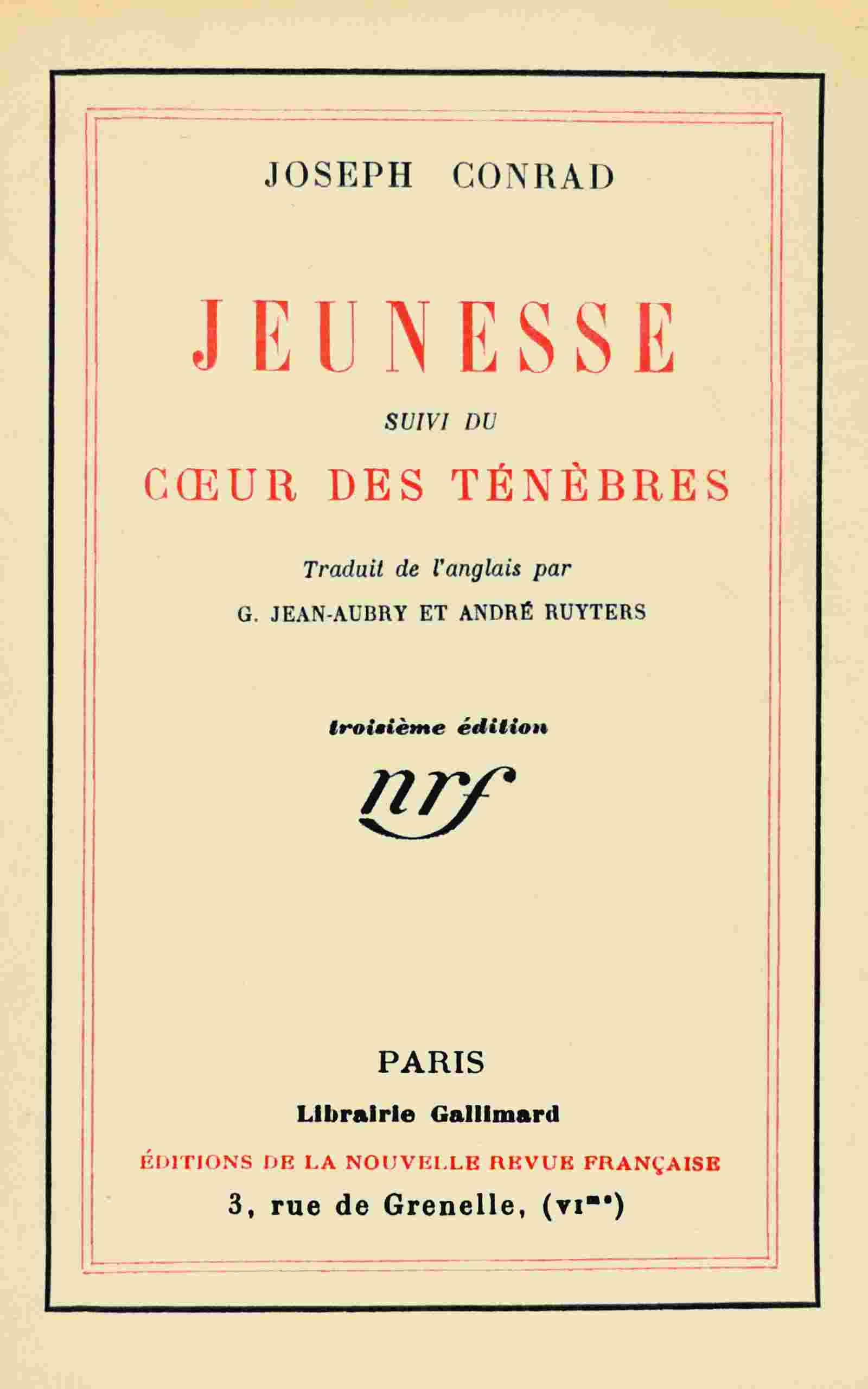 Jeunesse, suivi du Cœur des ténèbres cover