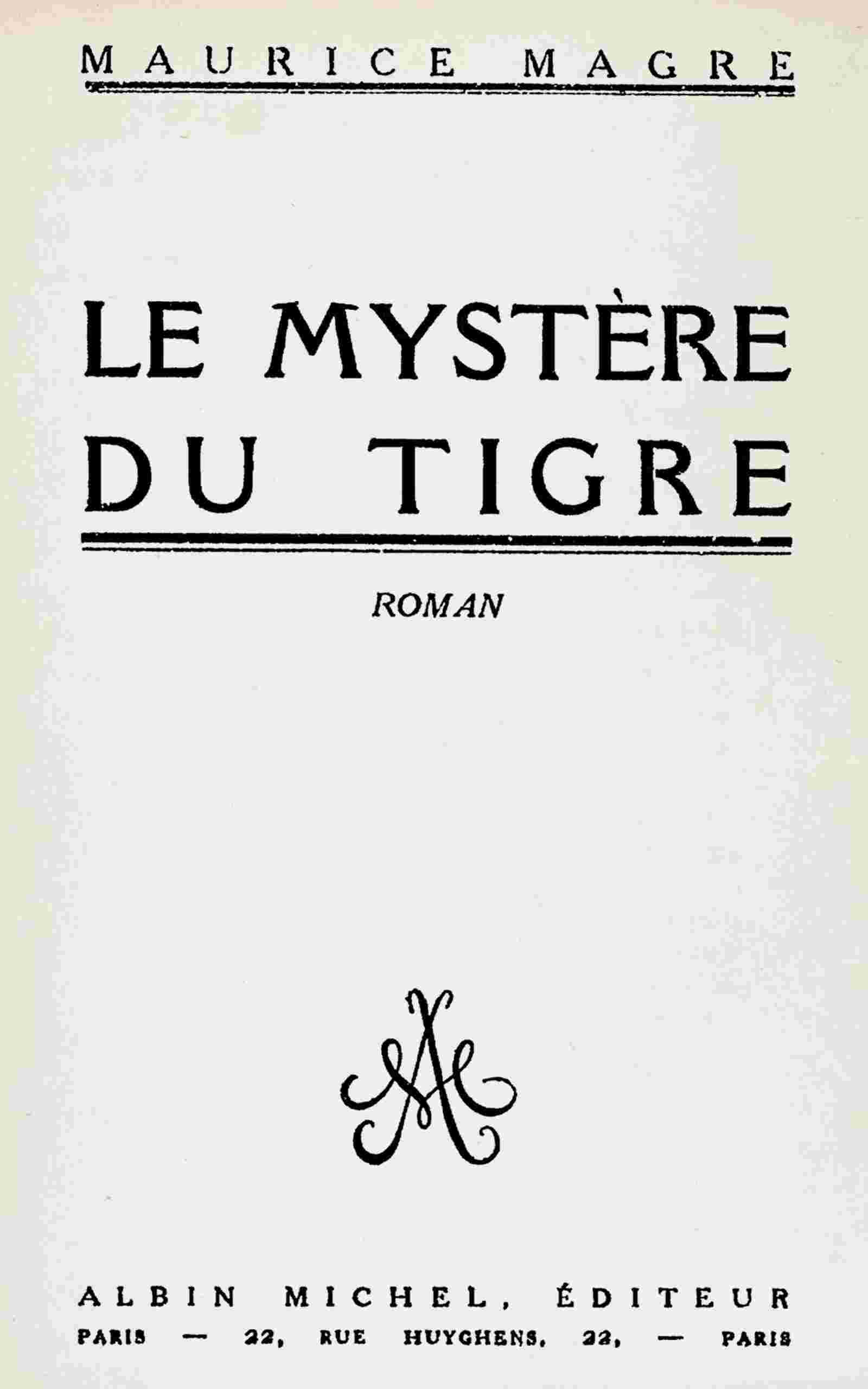 Le mystère du tigre cover