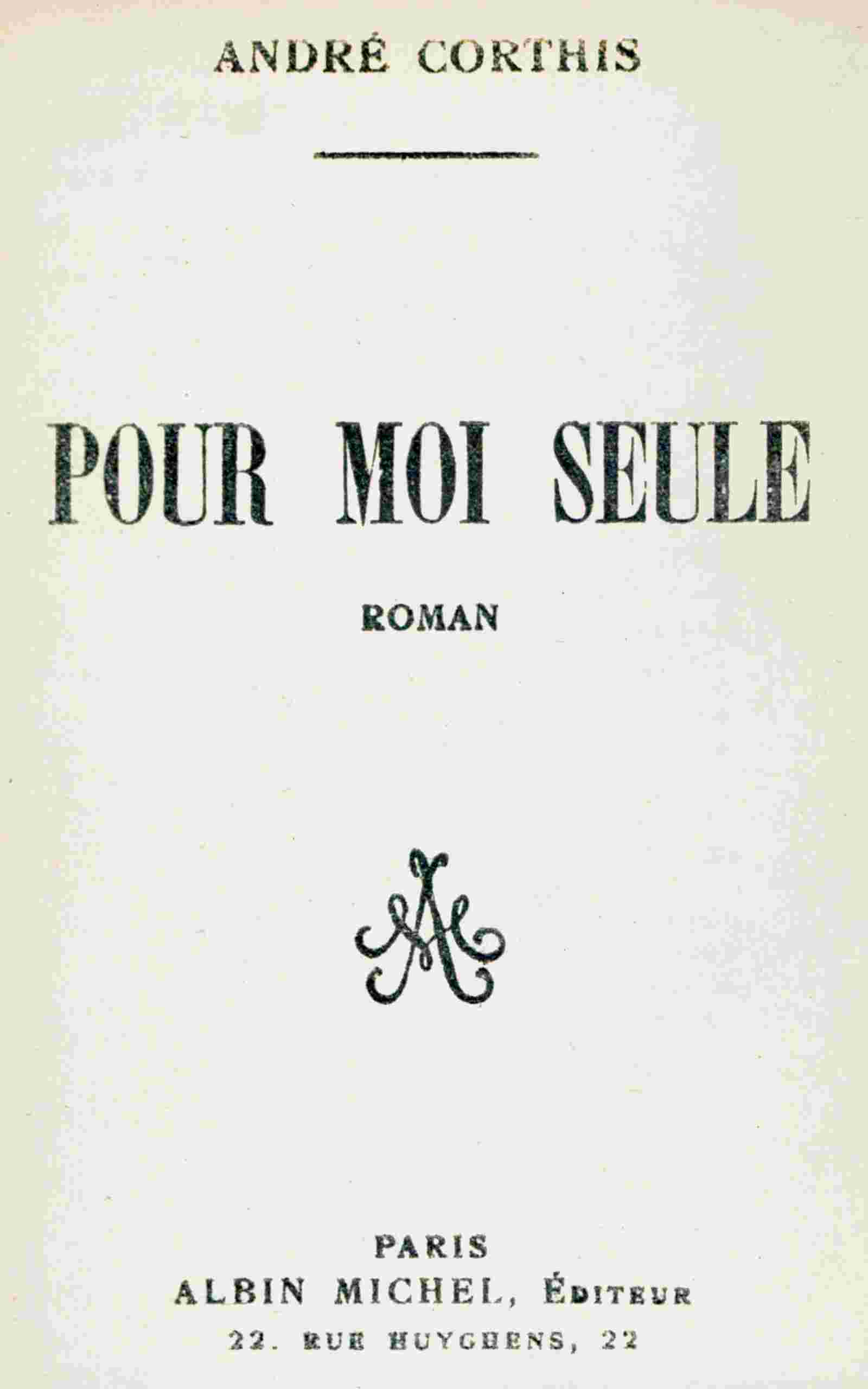 Pour moi seule cover