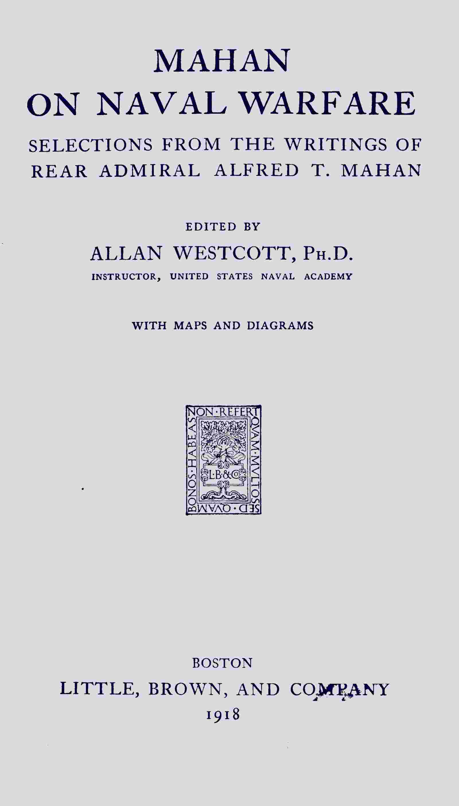 Mahan on naval warfare cover