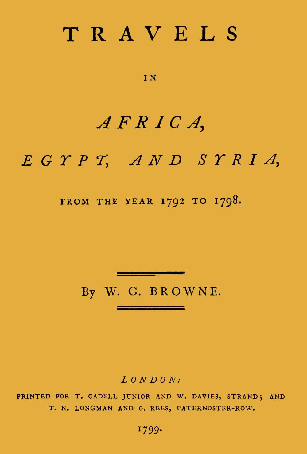 Travels in Africa, Egypt, and Syria, from the year 1792 to 1798 cover