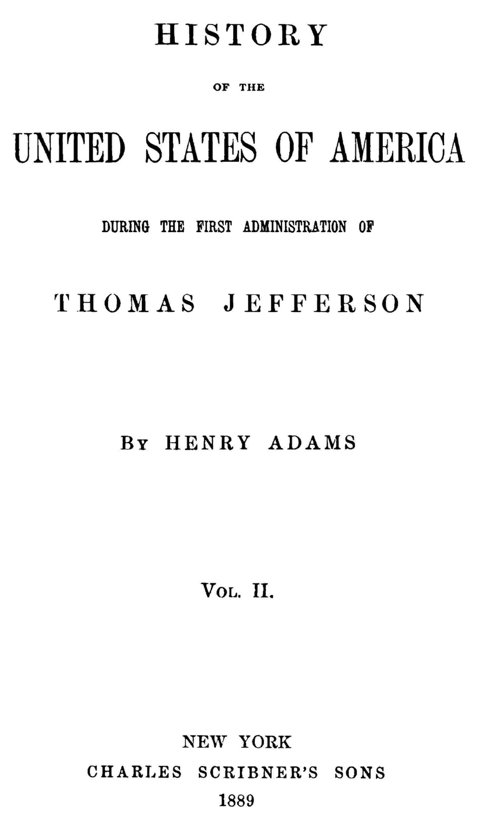 History of the United States of America, Volume 2 (of 9) cover