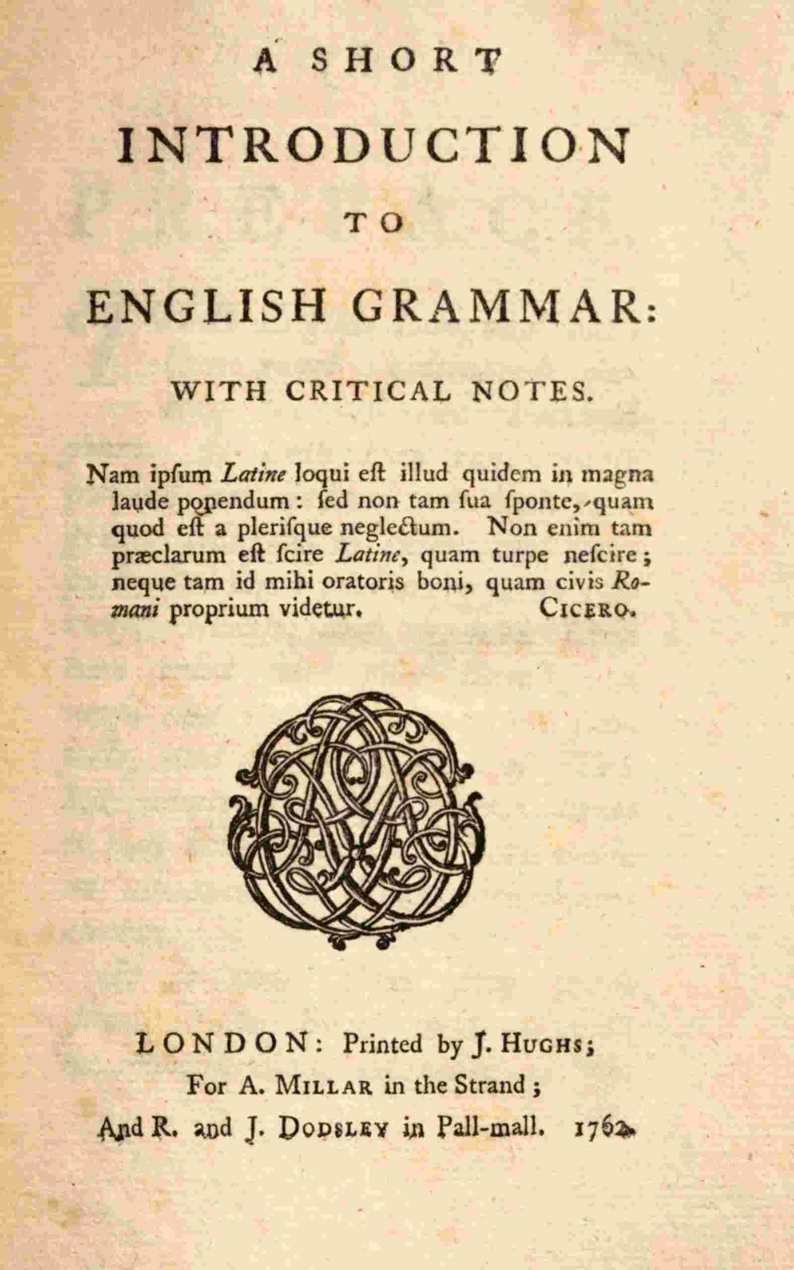 A short introduction to English grammar cover