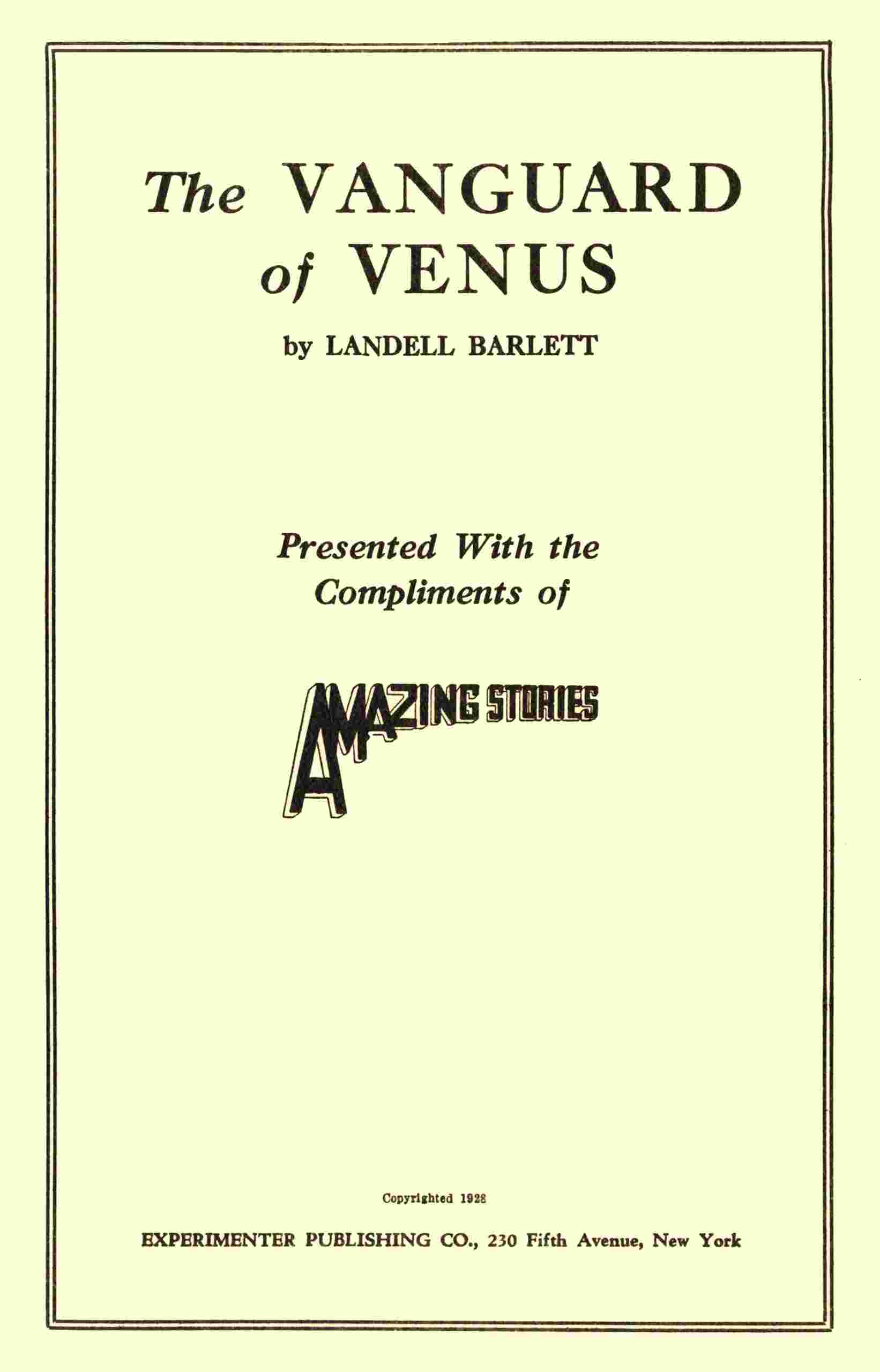The vanguard of Venus cover