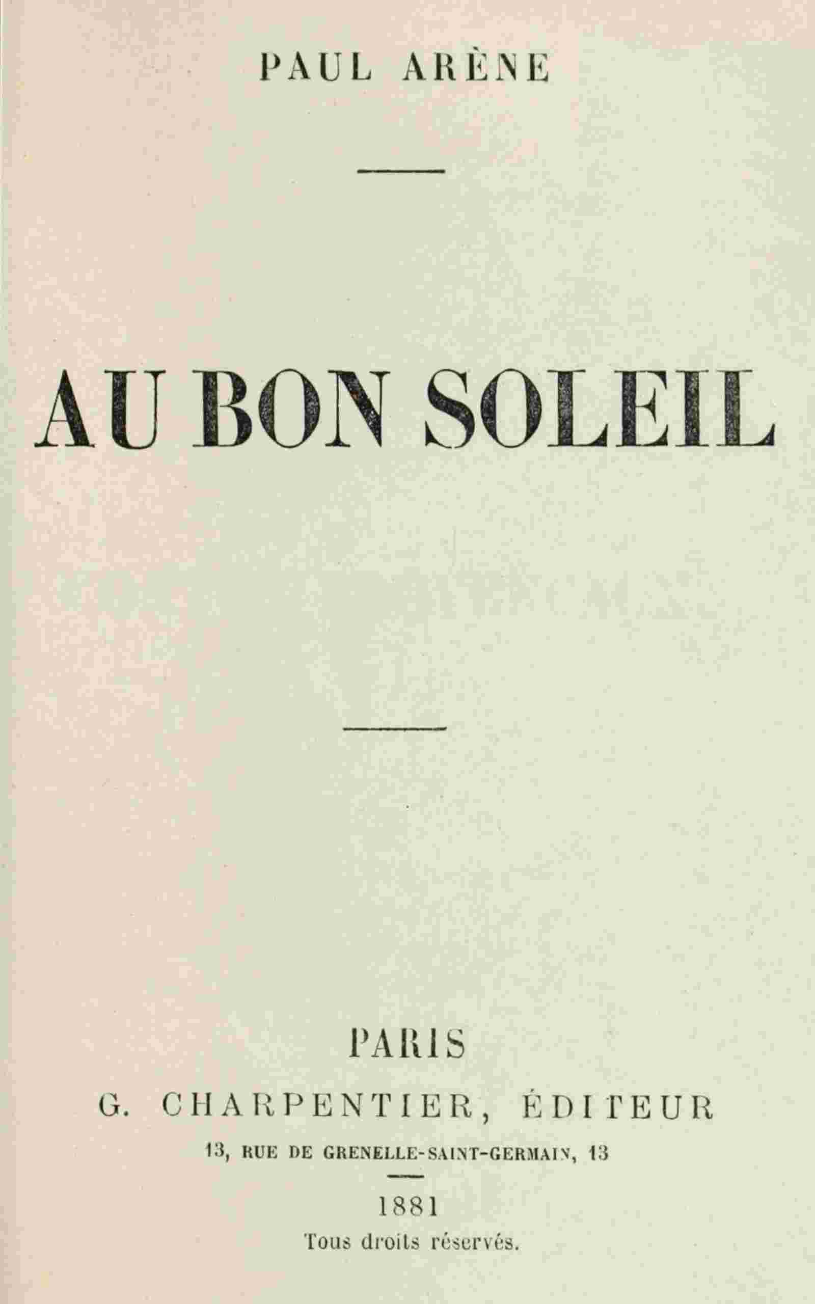 Au bon soleil cover