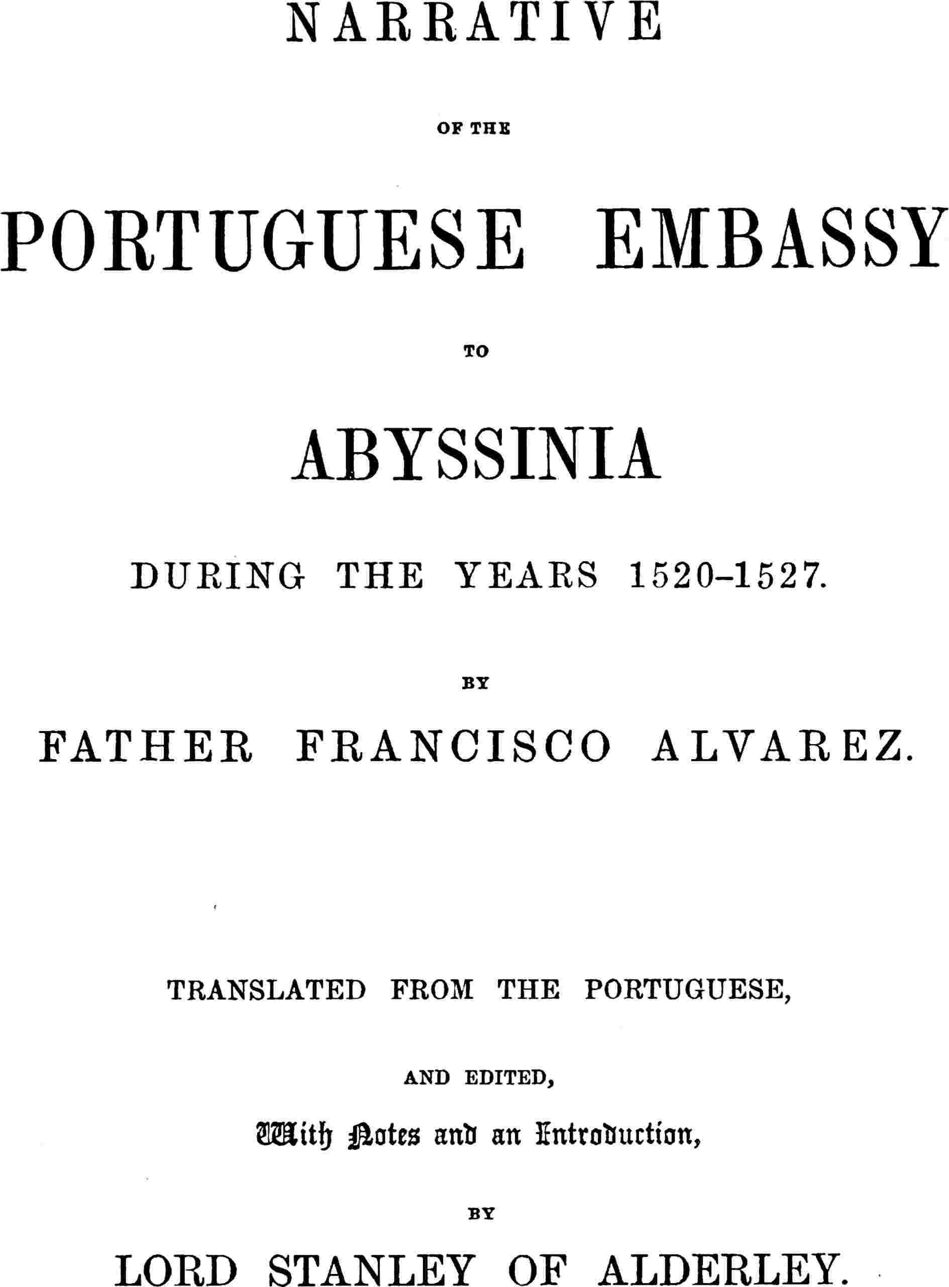 Narrative of the Portuguese embassy to Abyssinia during the years 1520-1527 cover