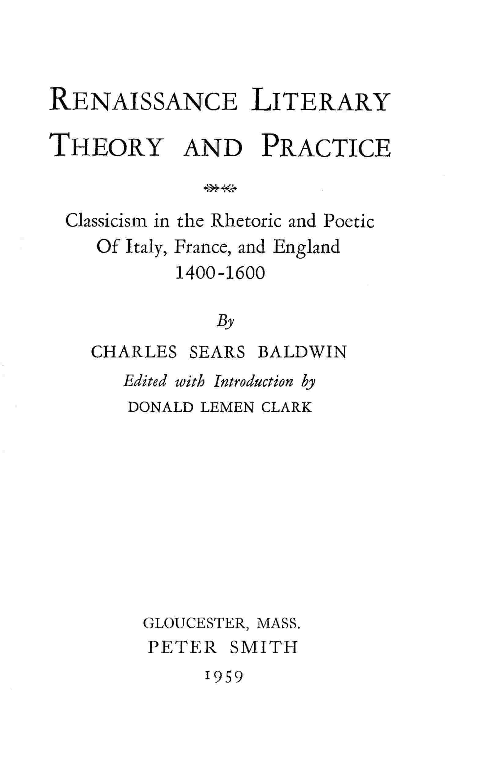 Renaissance literary theory and practice cover