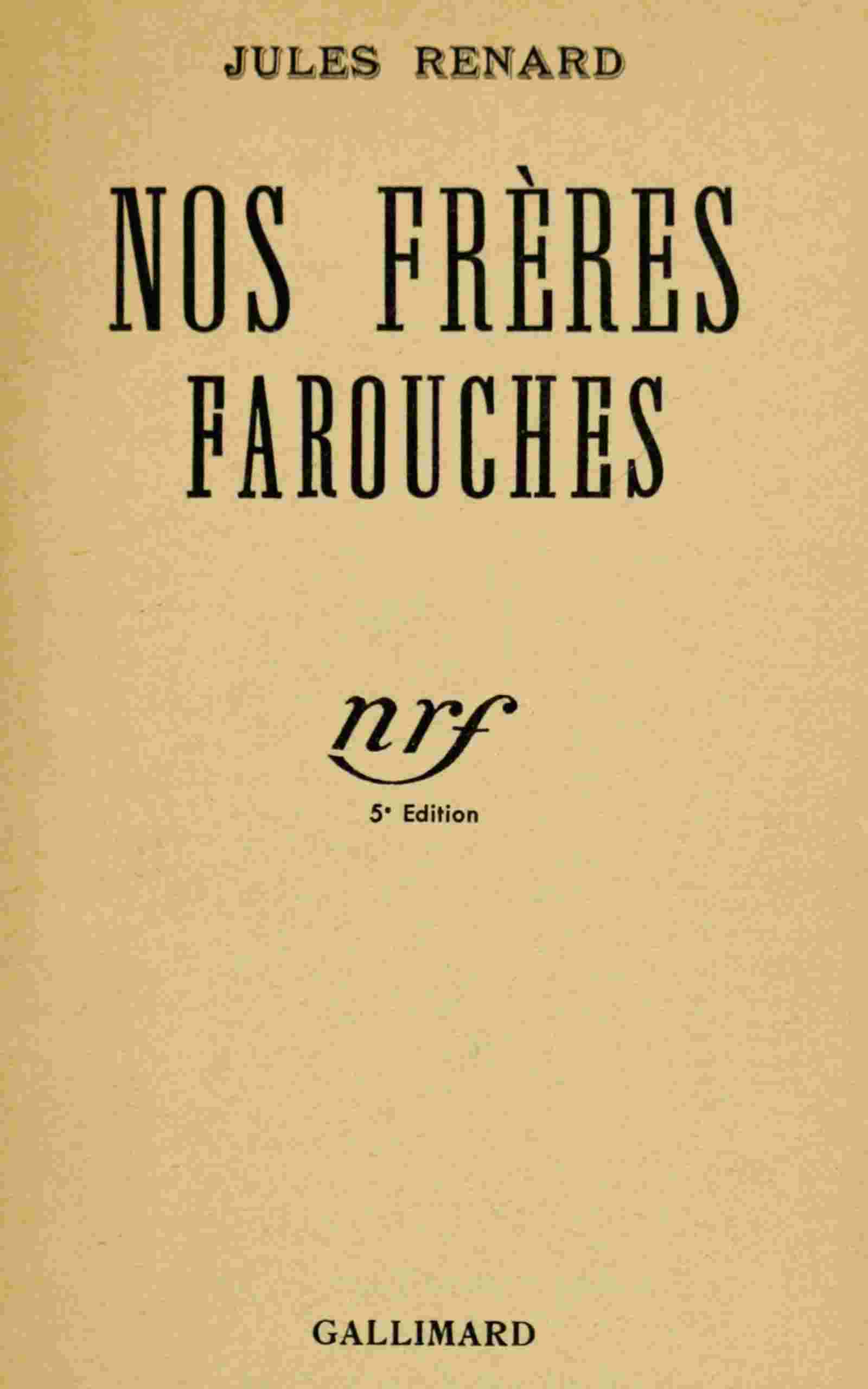 Nos frères farouches cover