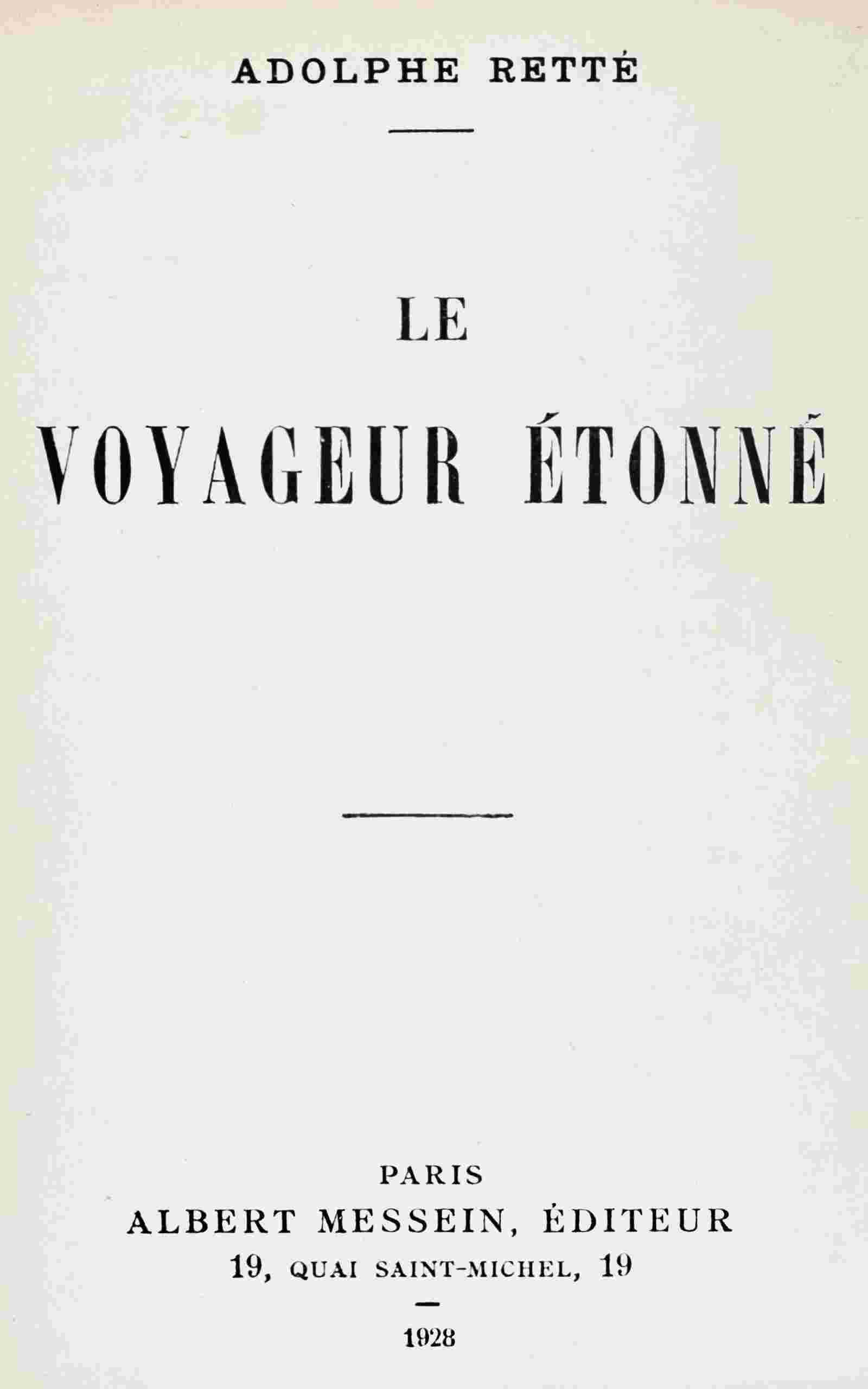 Le voyageur étonné cover