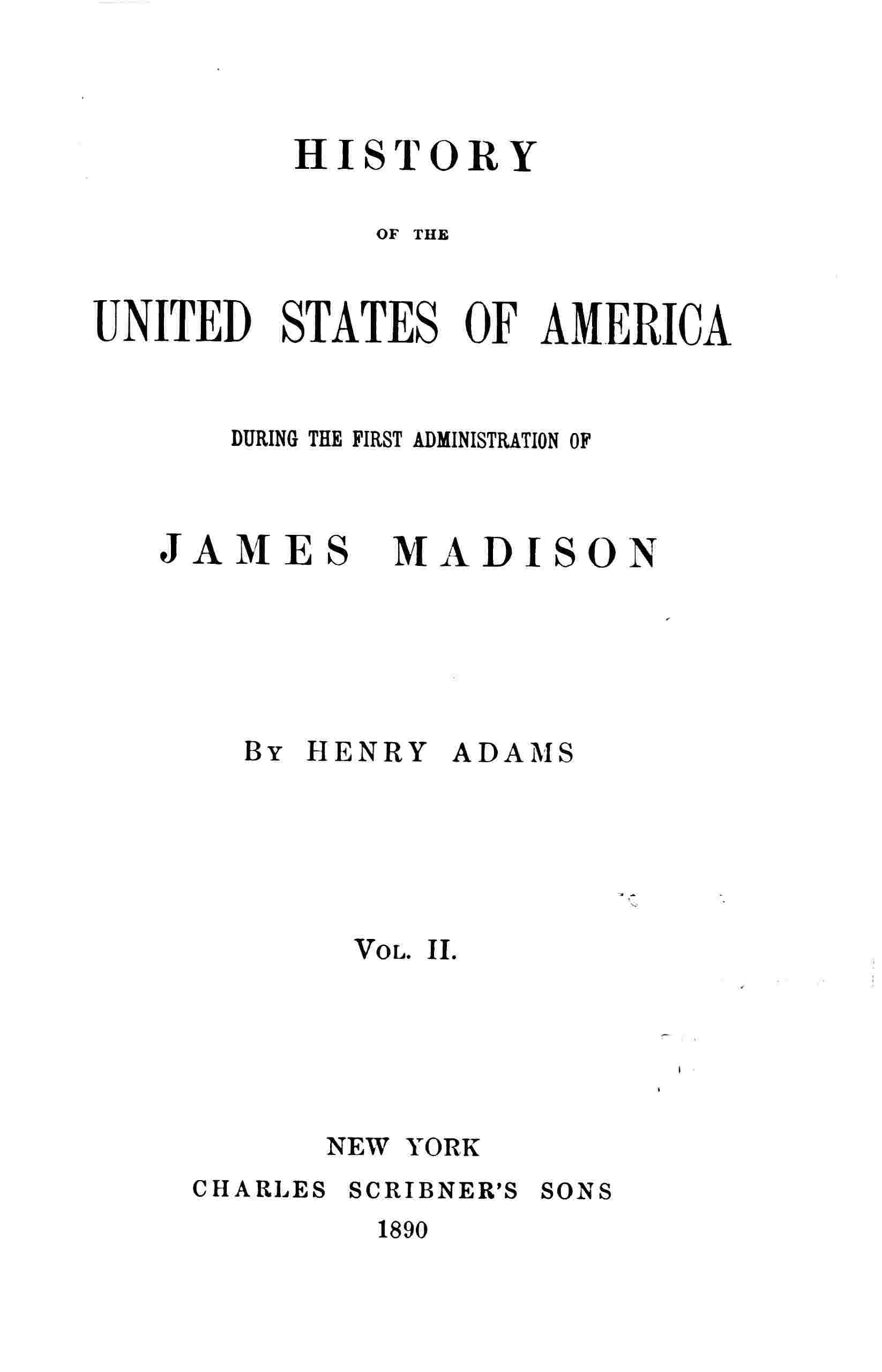 History of the United States of America, Volume 6 (of 9) cover