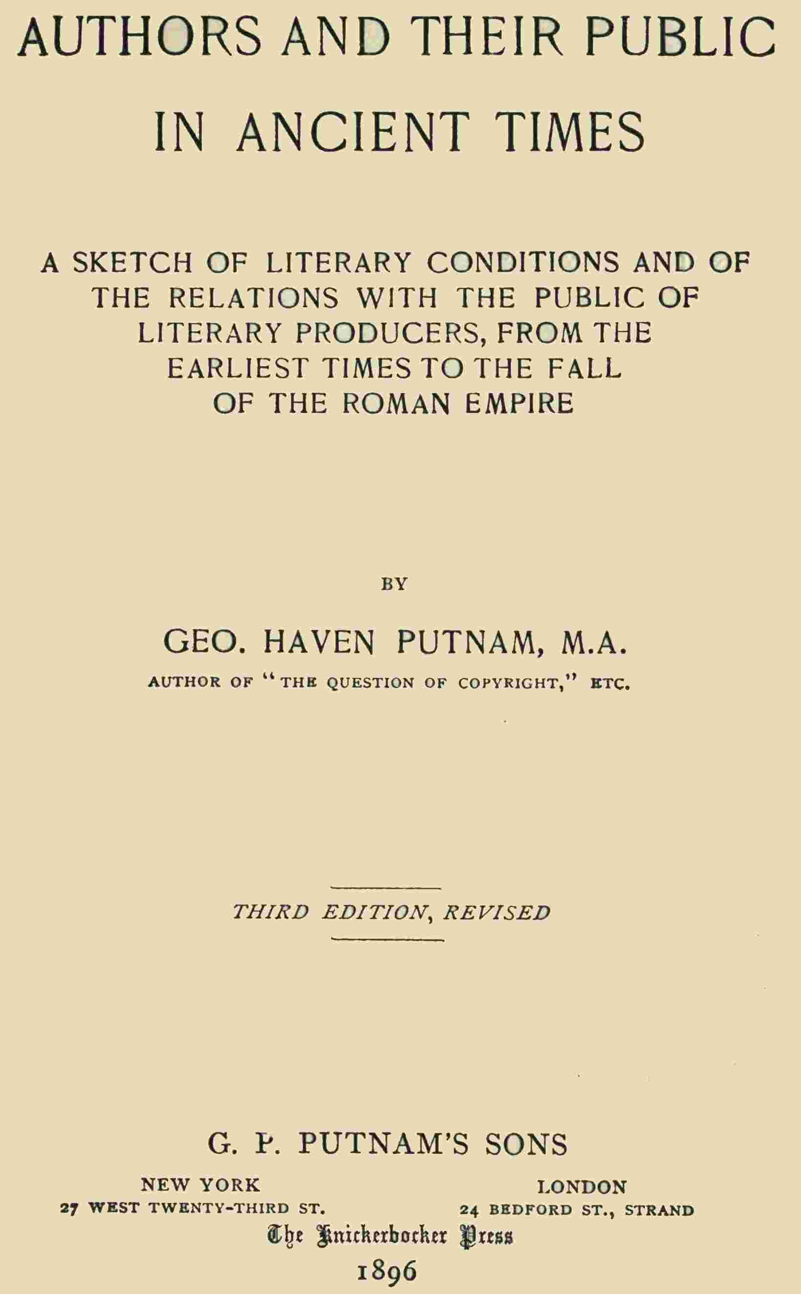 Authors and their public in ancient times cover