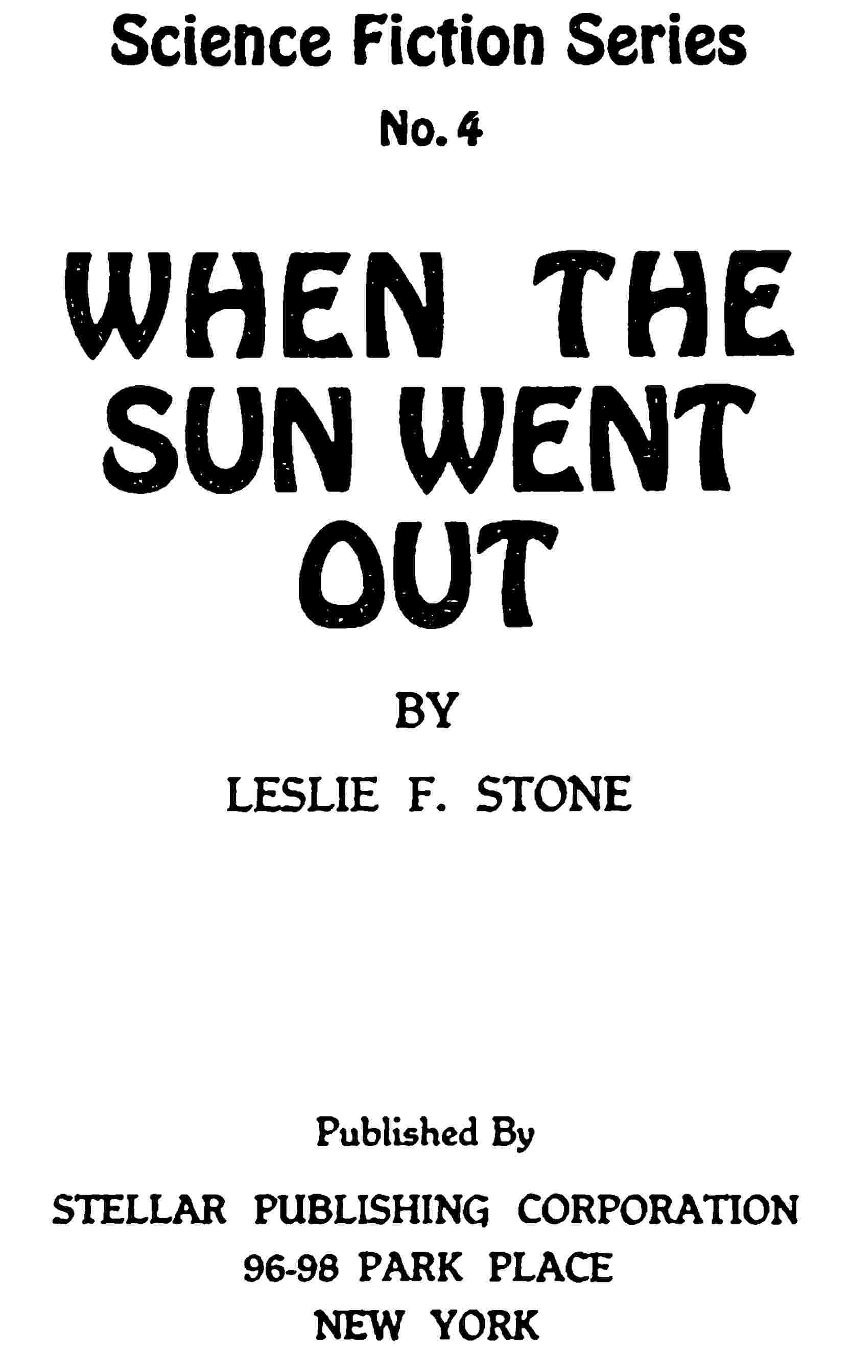 When the Sun went out cover