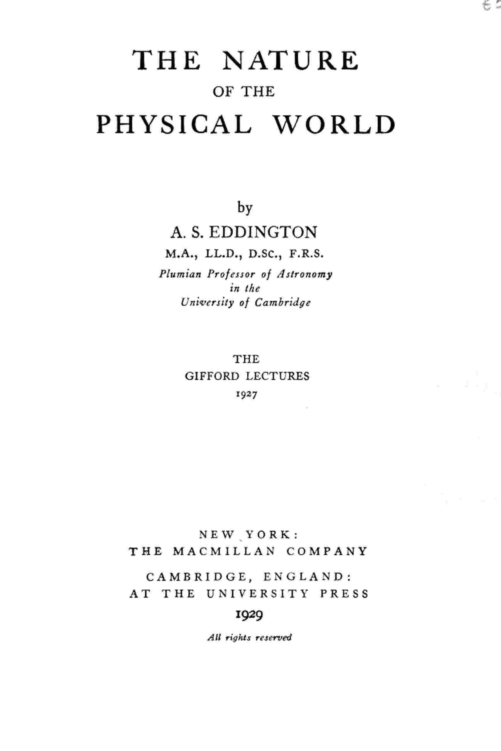 The nature of the physical world cover