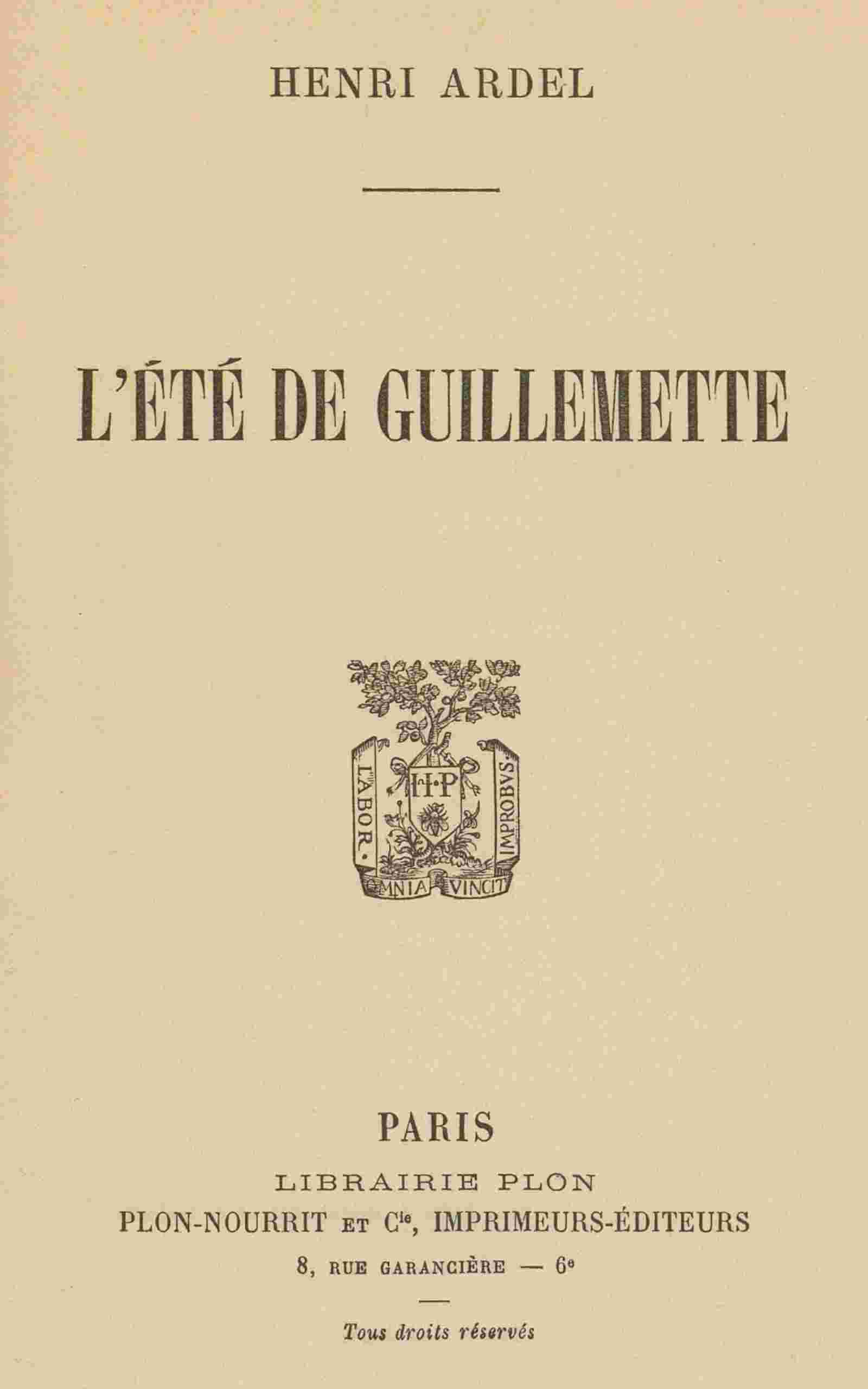 L'été de Guillemette cover