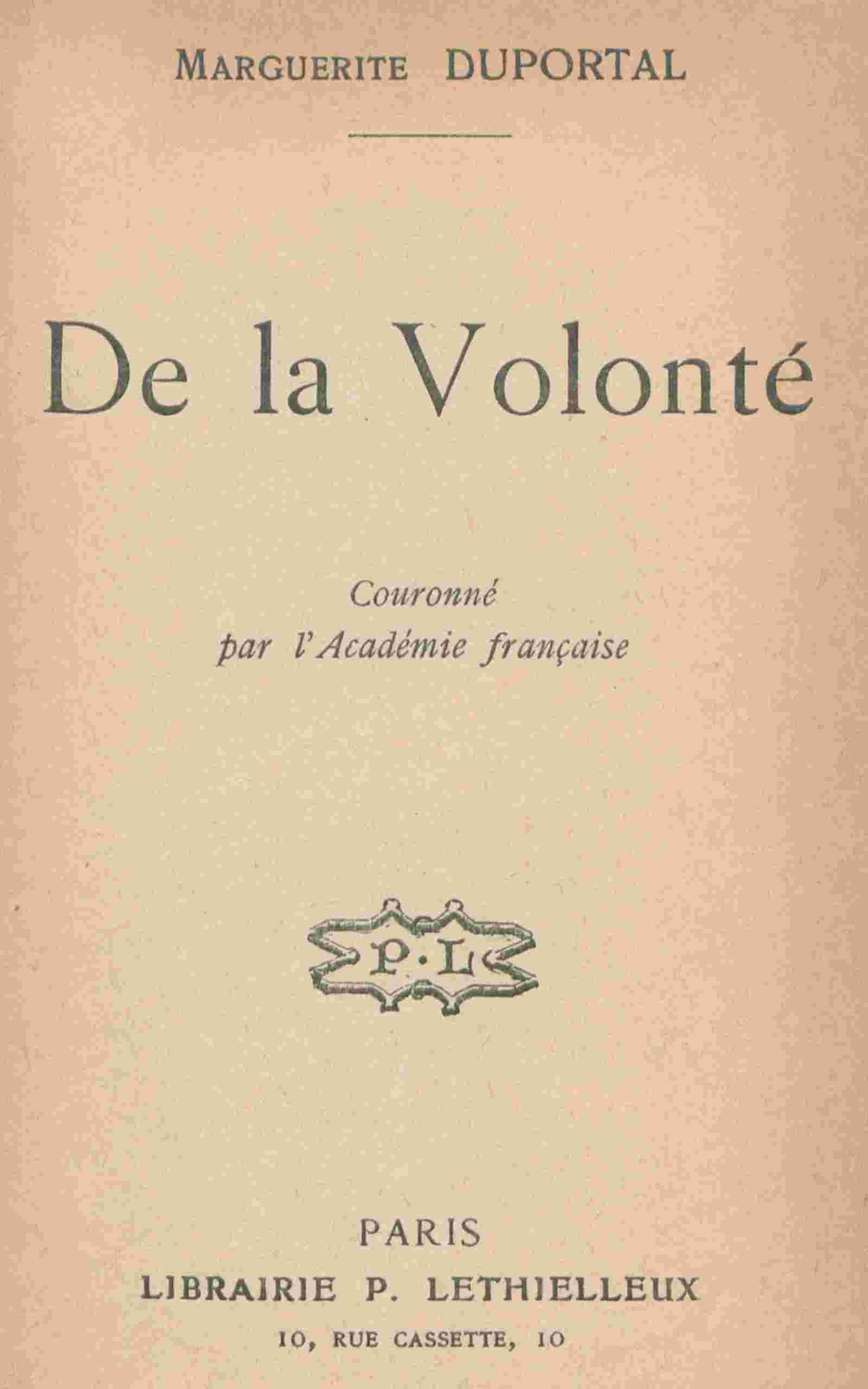 De la volonté cover