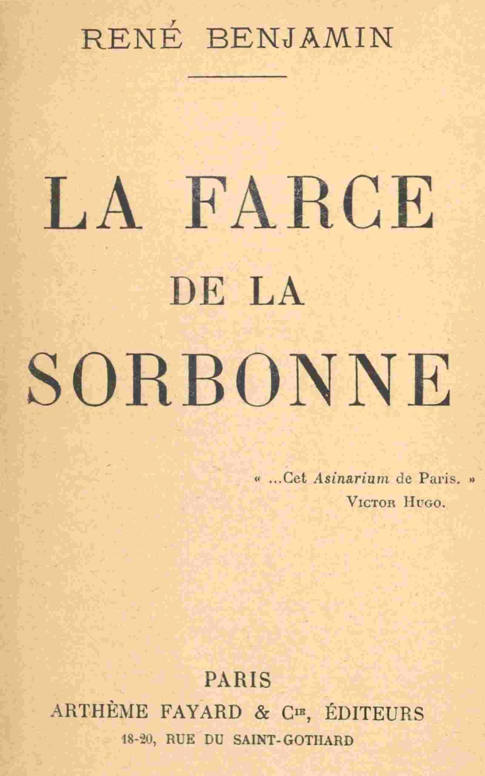 La farce de la Sorbonne cover