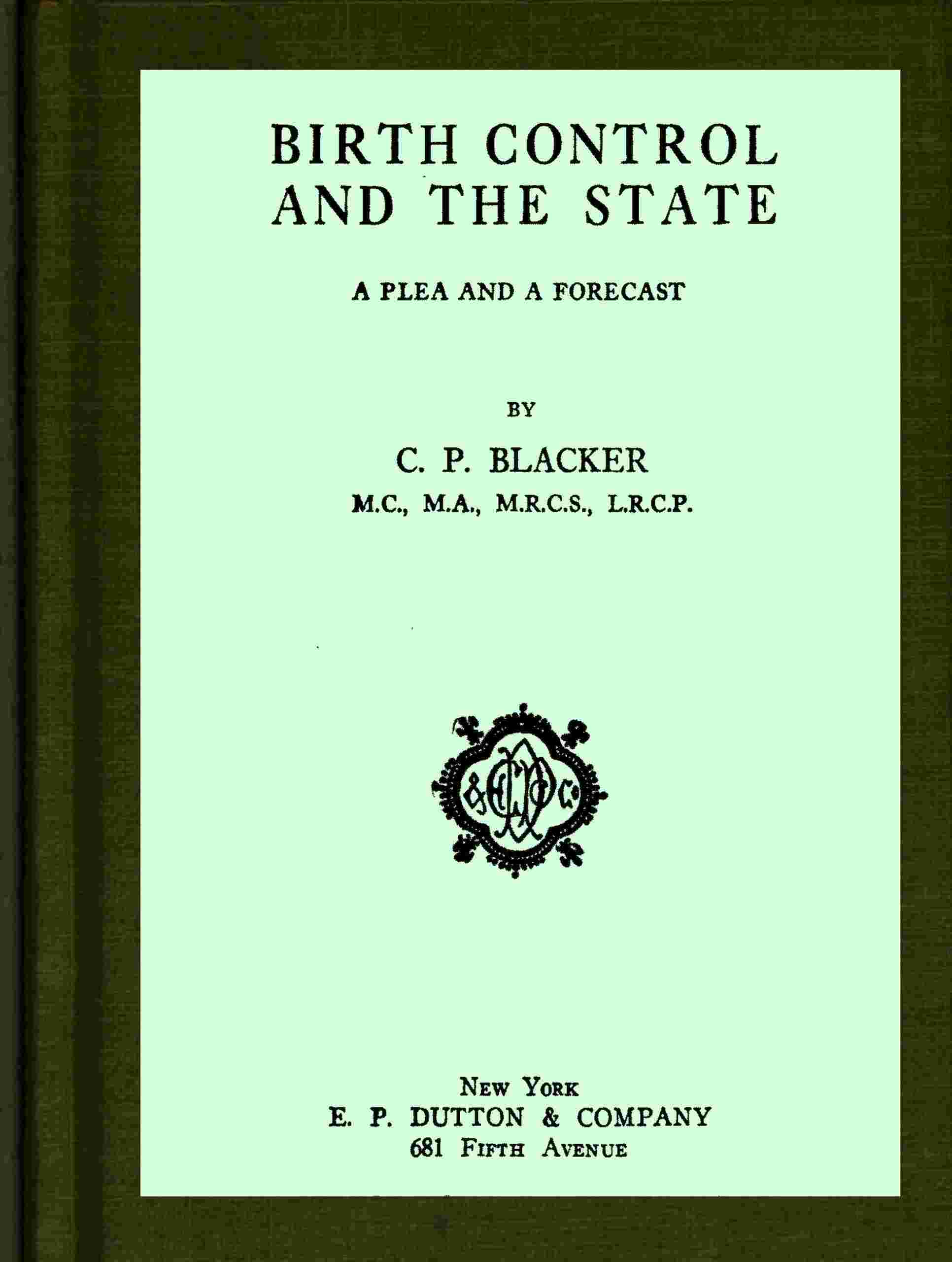 Birth control and the state cover