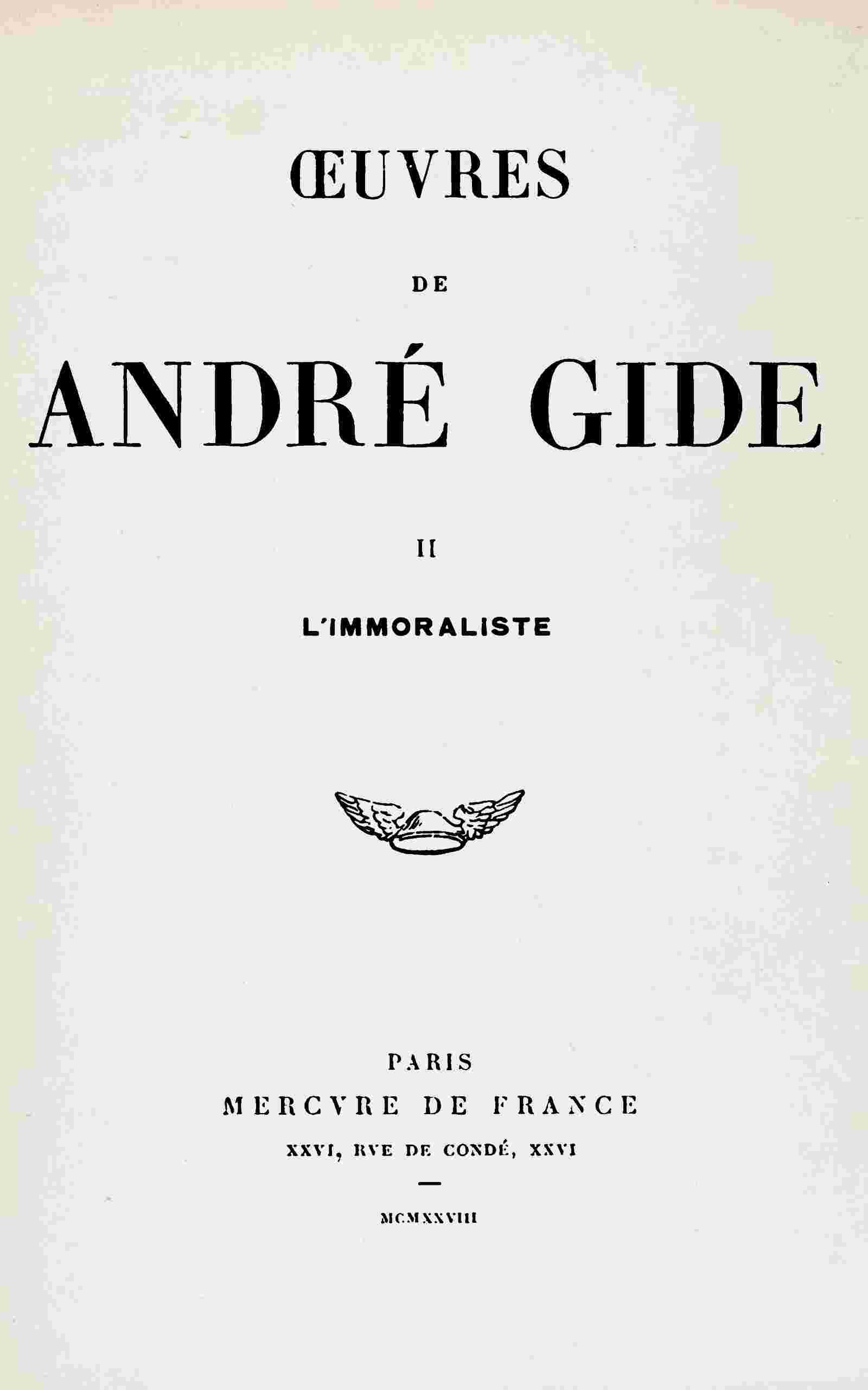 L'immoraliste cover